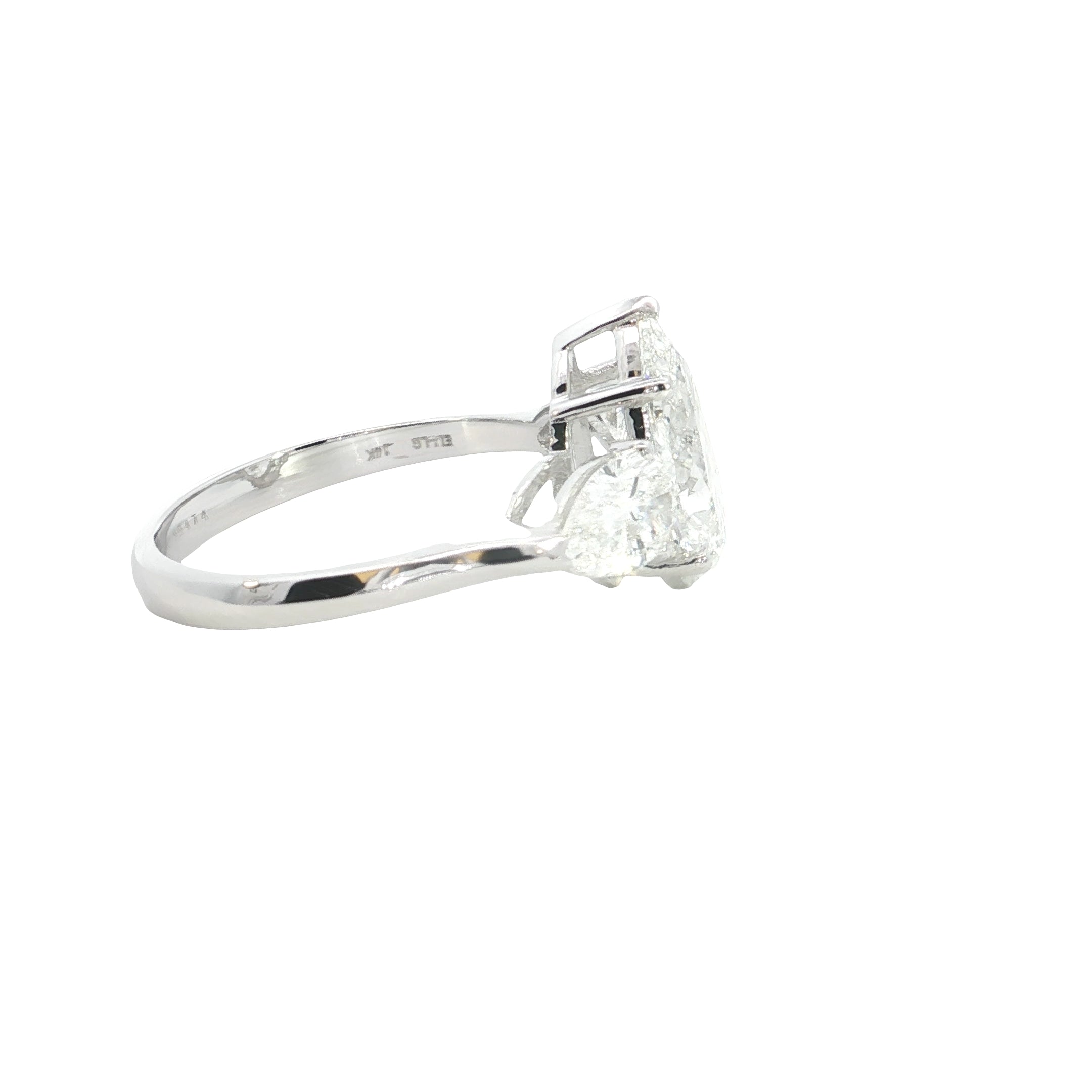pear cut Lab grown Diamond Three Stone Engagement Ring