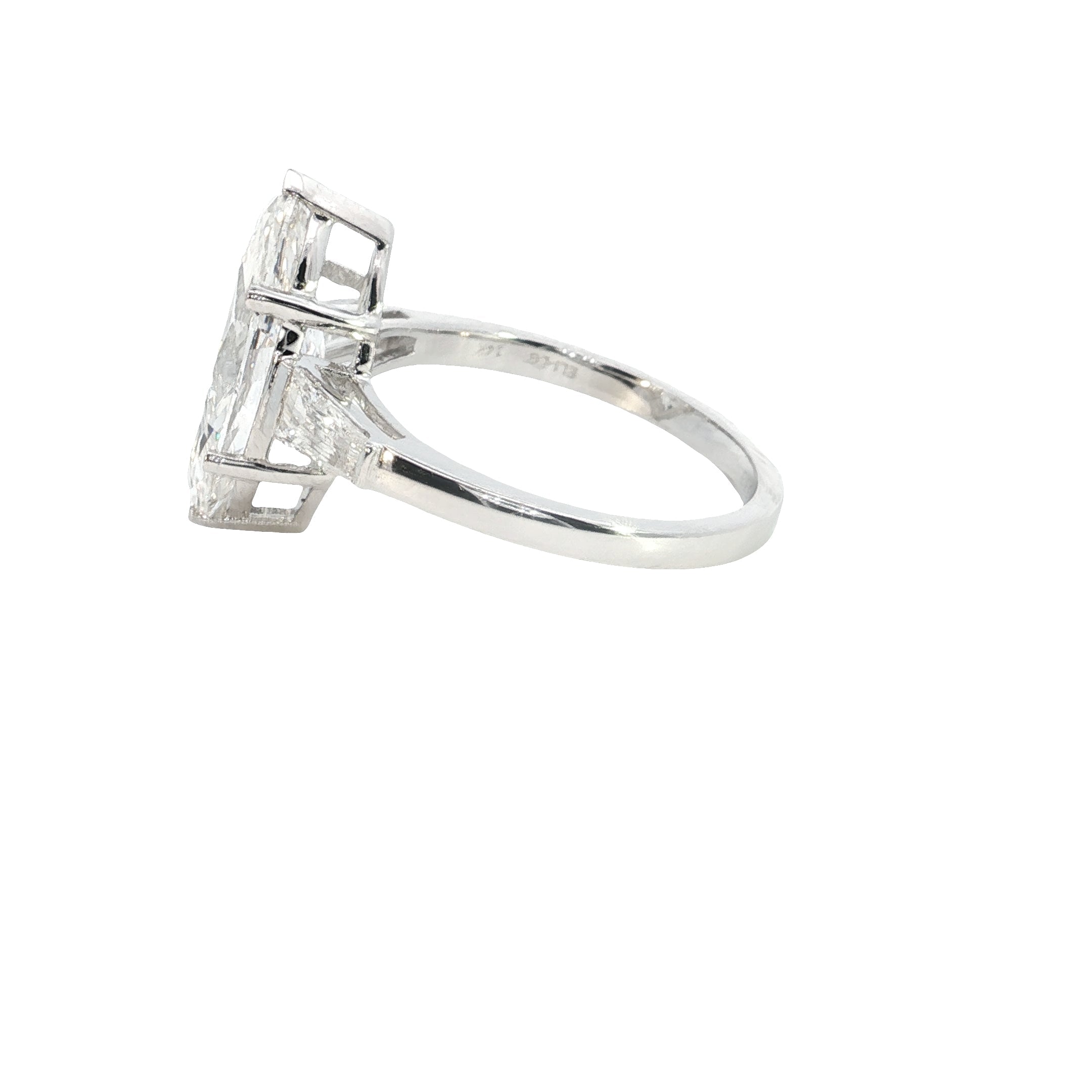 marquise and tapered BAGUETTEs Cut Lab grown Diamond Three Stone Engagement Ring