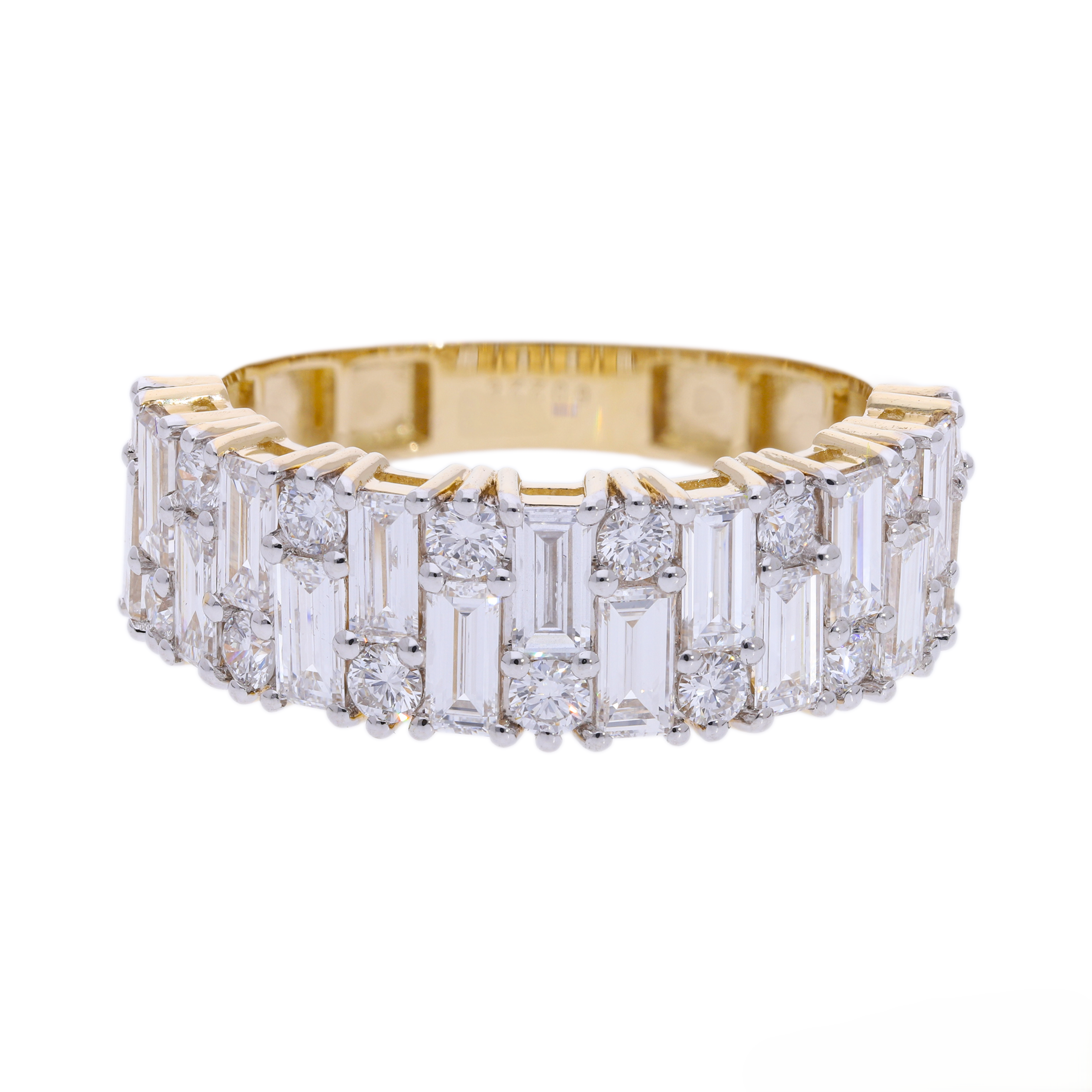 BAGUETTE and round brilliant cut  Lab grown Diamond  wedding Ring