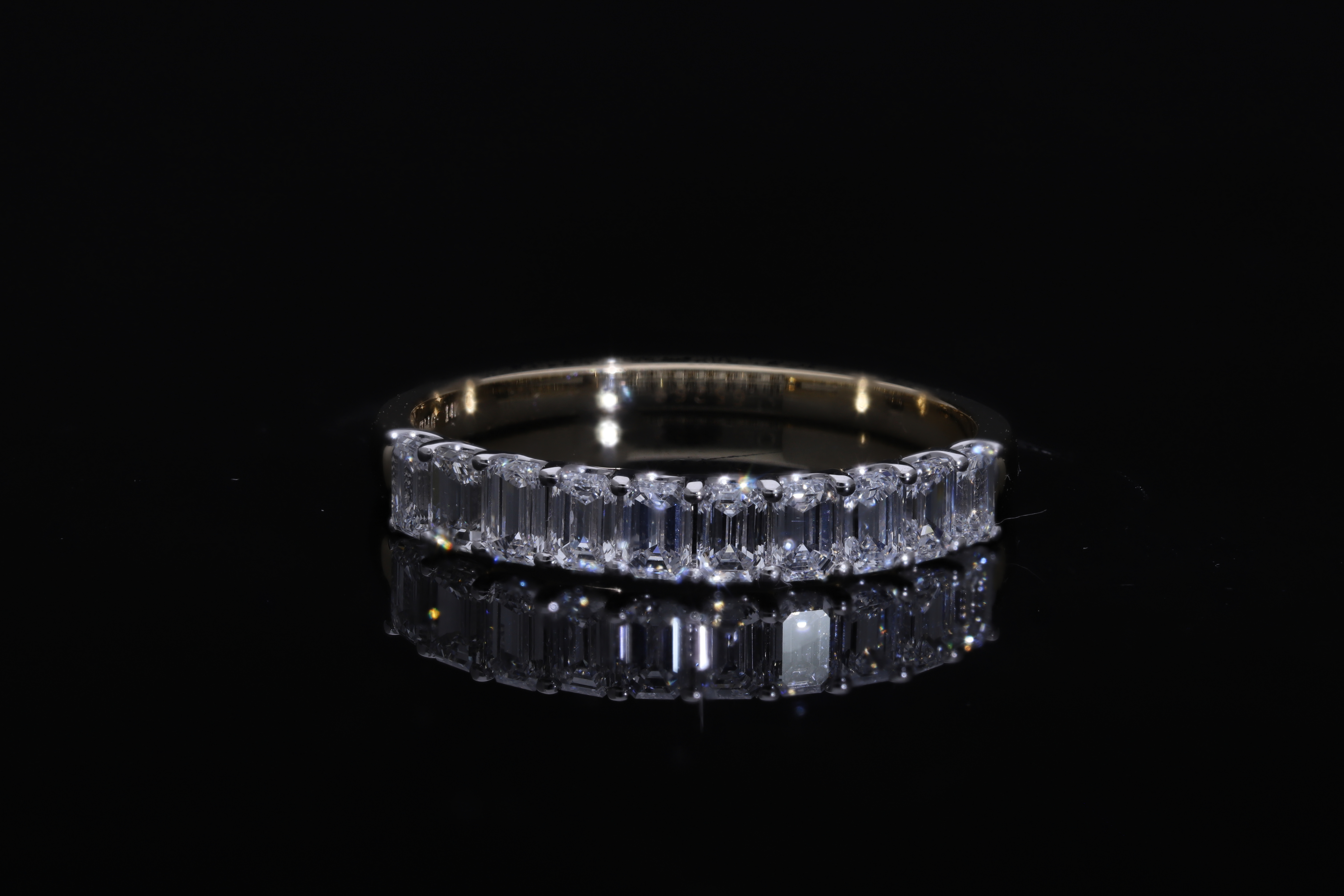 emerald cut  Lab grown Diamond  half eternity band