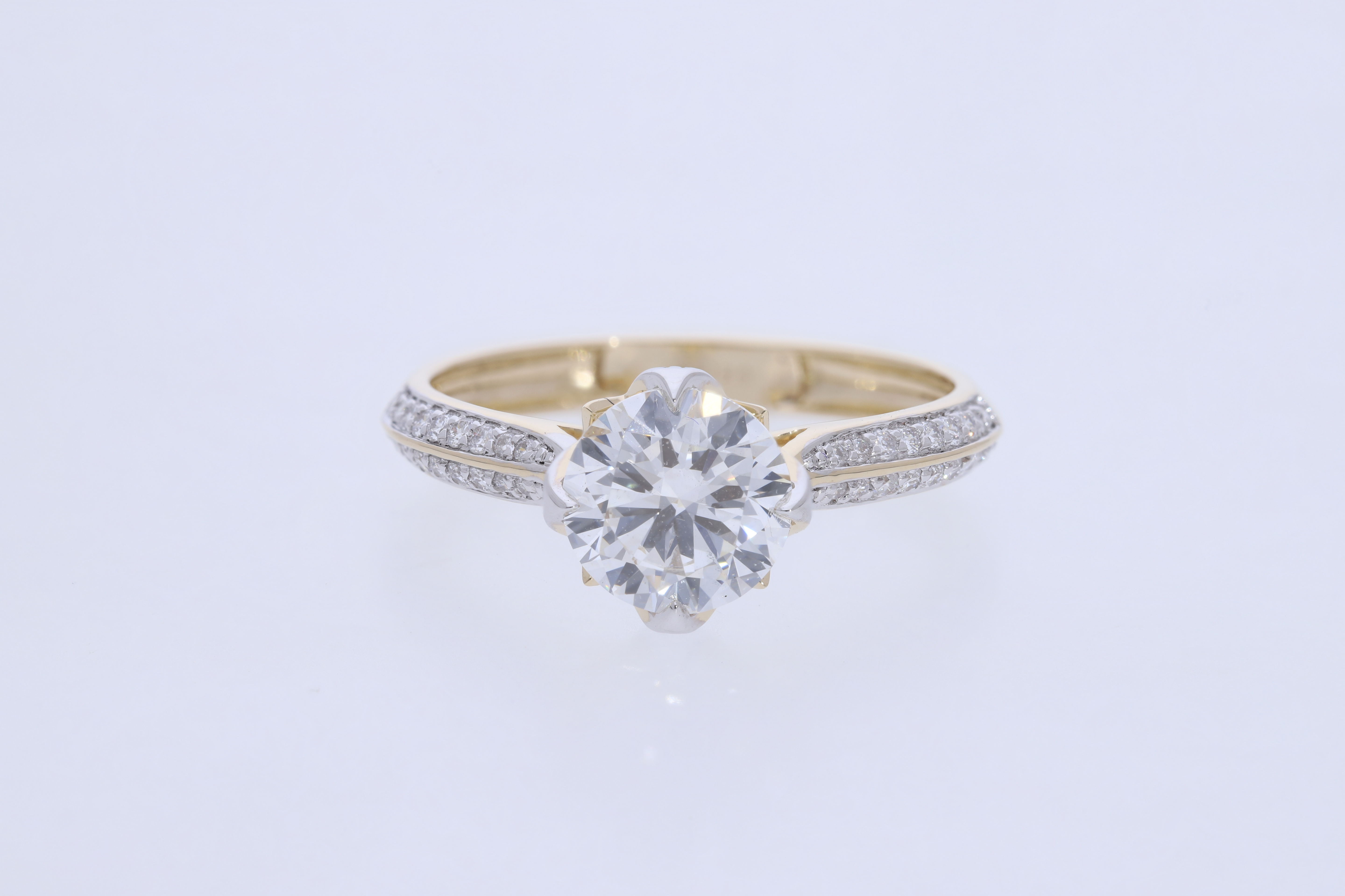Round Brilliant cut  Lab grown Diamond  Engagement Ring with pave setting