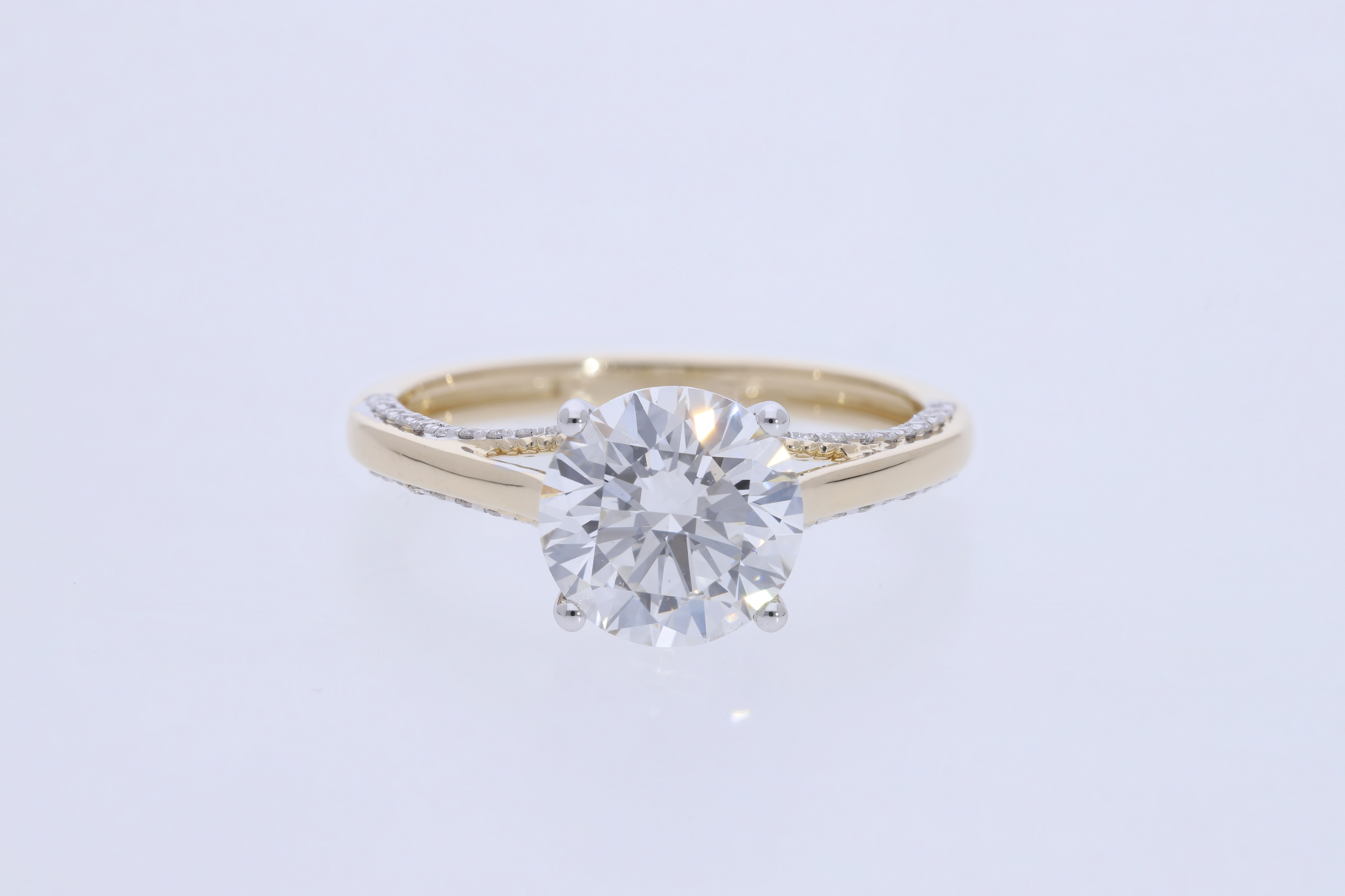 Round Brilliant cut  Lab grown Diamond  Engagement Ring with pave setting