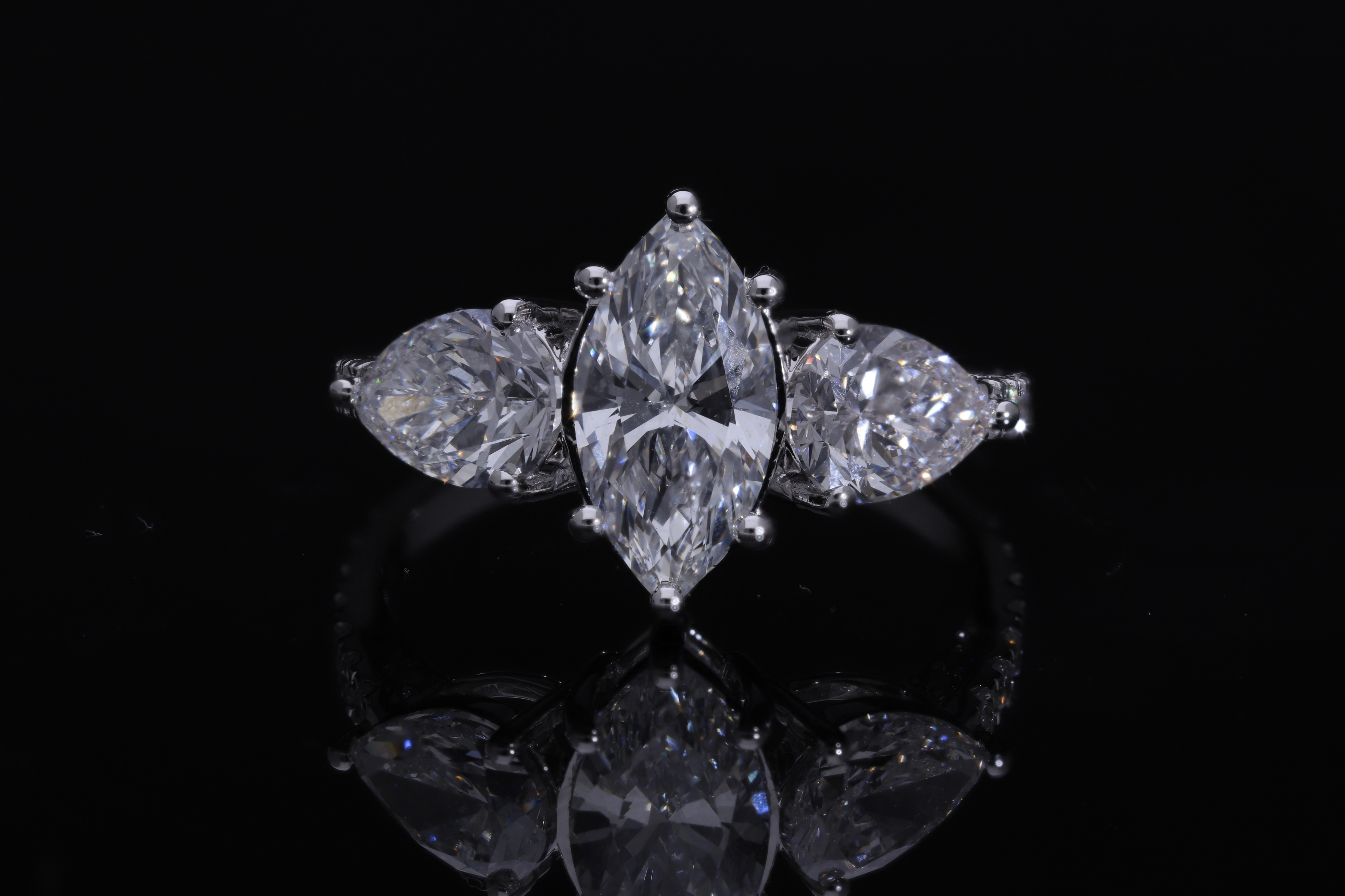 marquise and pear with brilliant cut  Lab grown Diamond  wedding / engagement ring