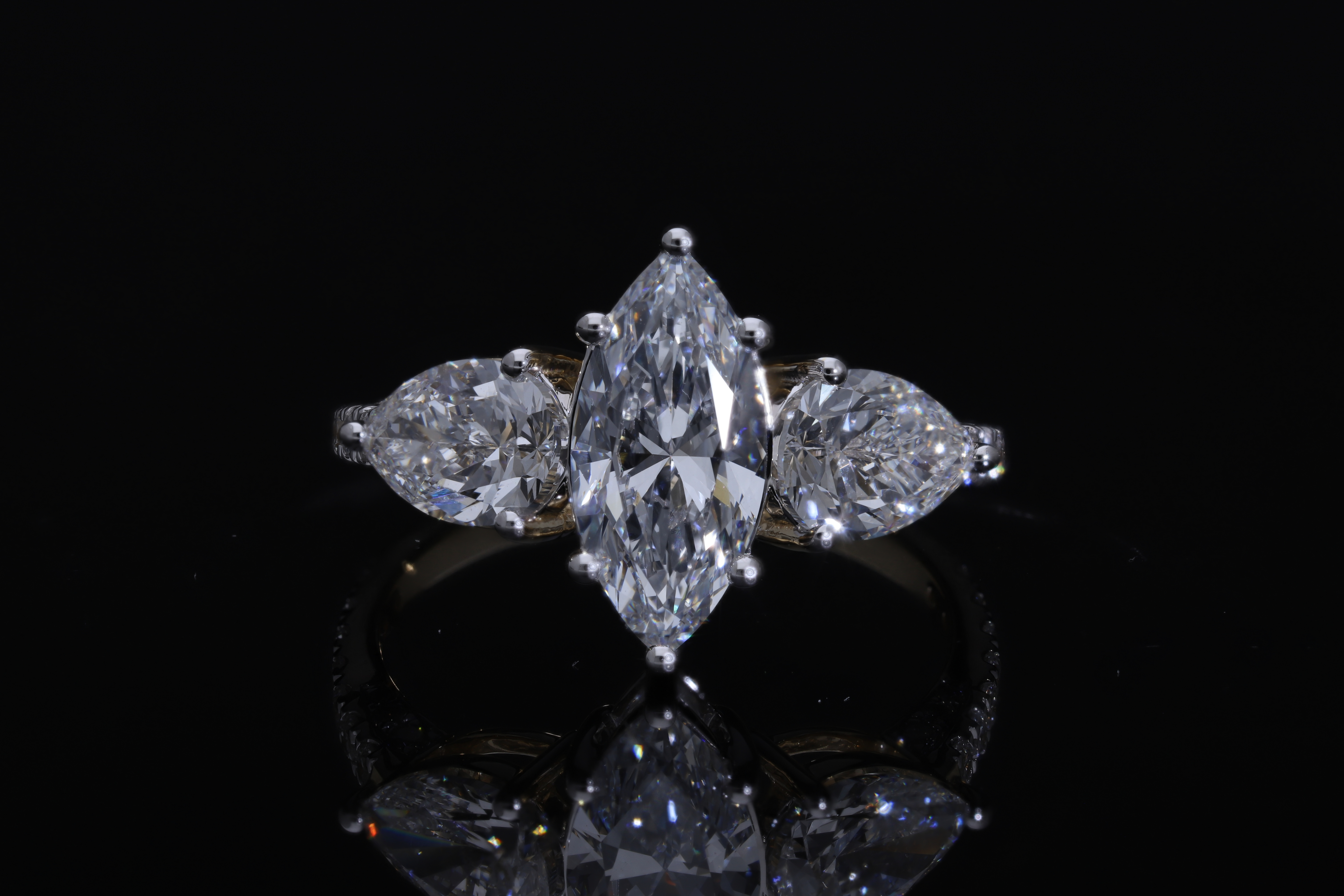 marquise and pear with brilliant cut  Lab grown Diamond  wedding / engagement ring
