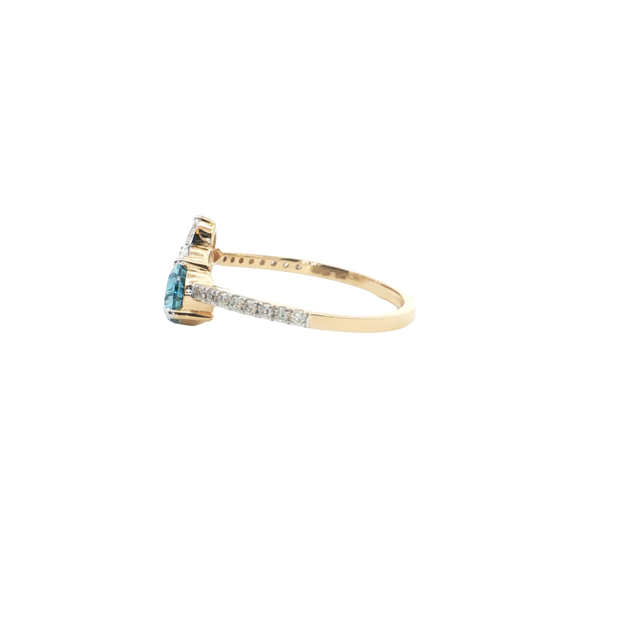 Blue and White Pear and Round Brilliant Cut Lab-Grown Diamond Fashion Ring