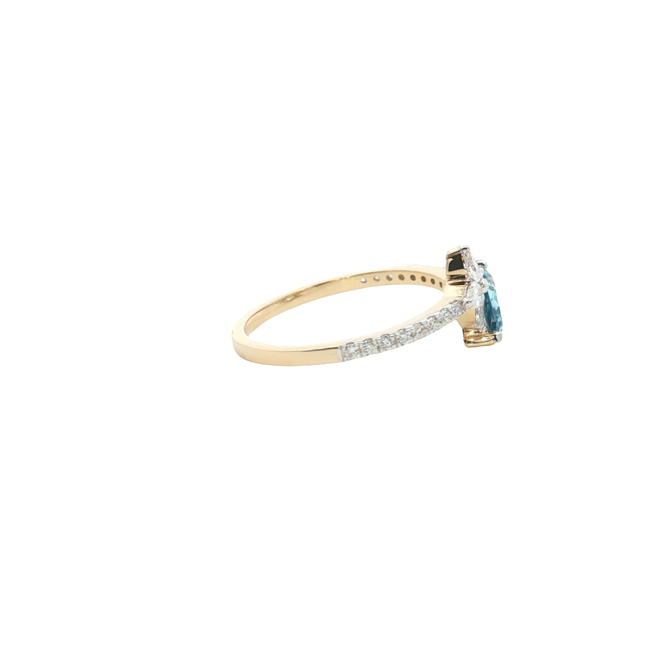 Blue and White Pear and Round Brilliant Cut Lab-Grown Diamond Fashion Ring