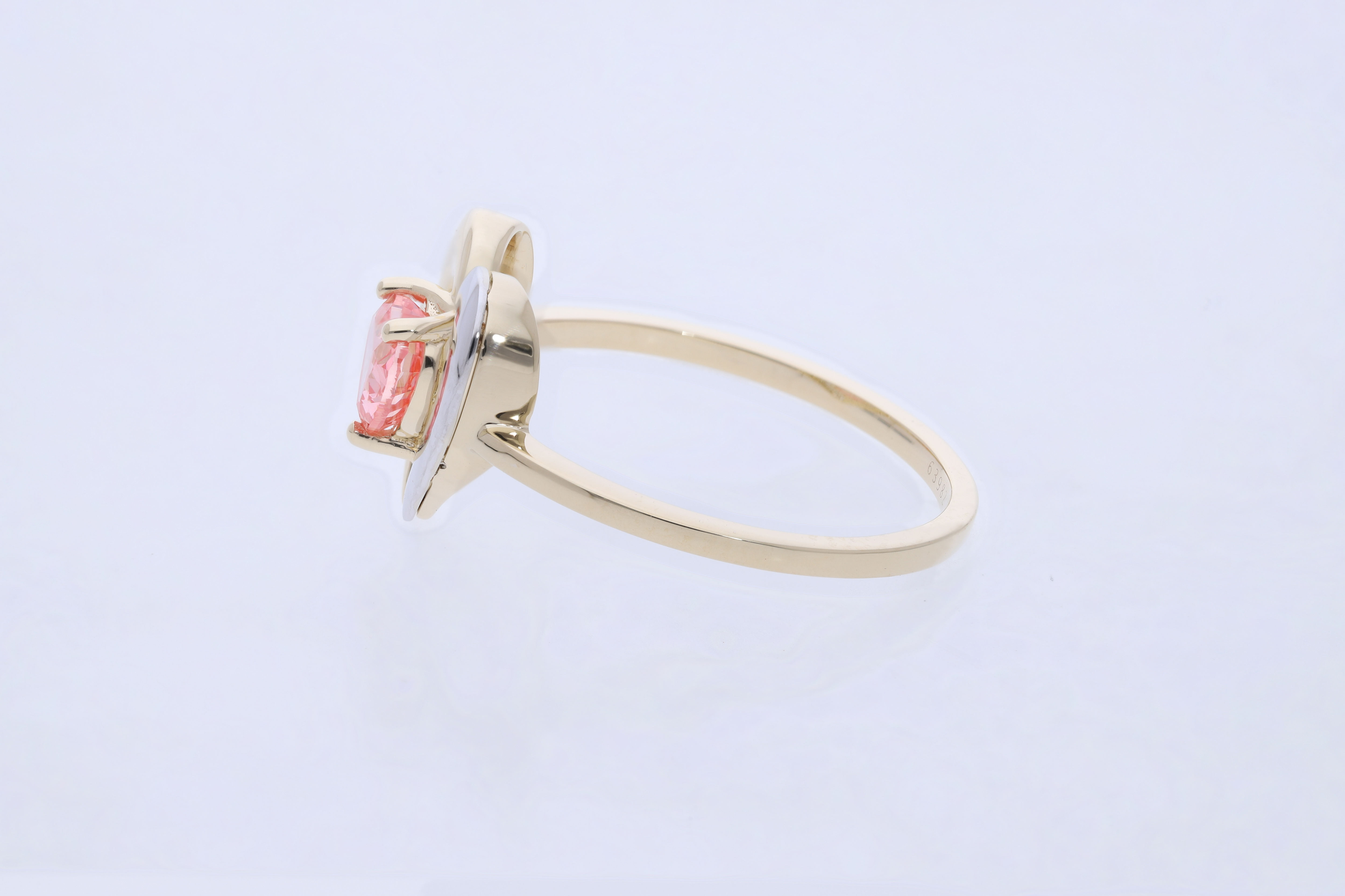 pink color Heart  cut lab grown diamond two tone engagement ring