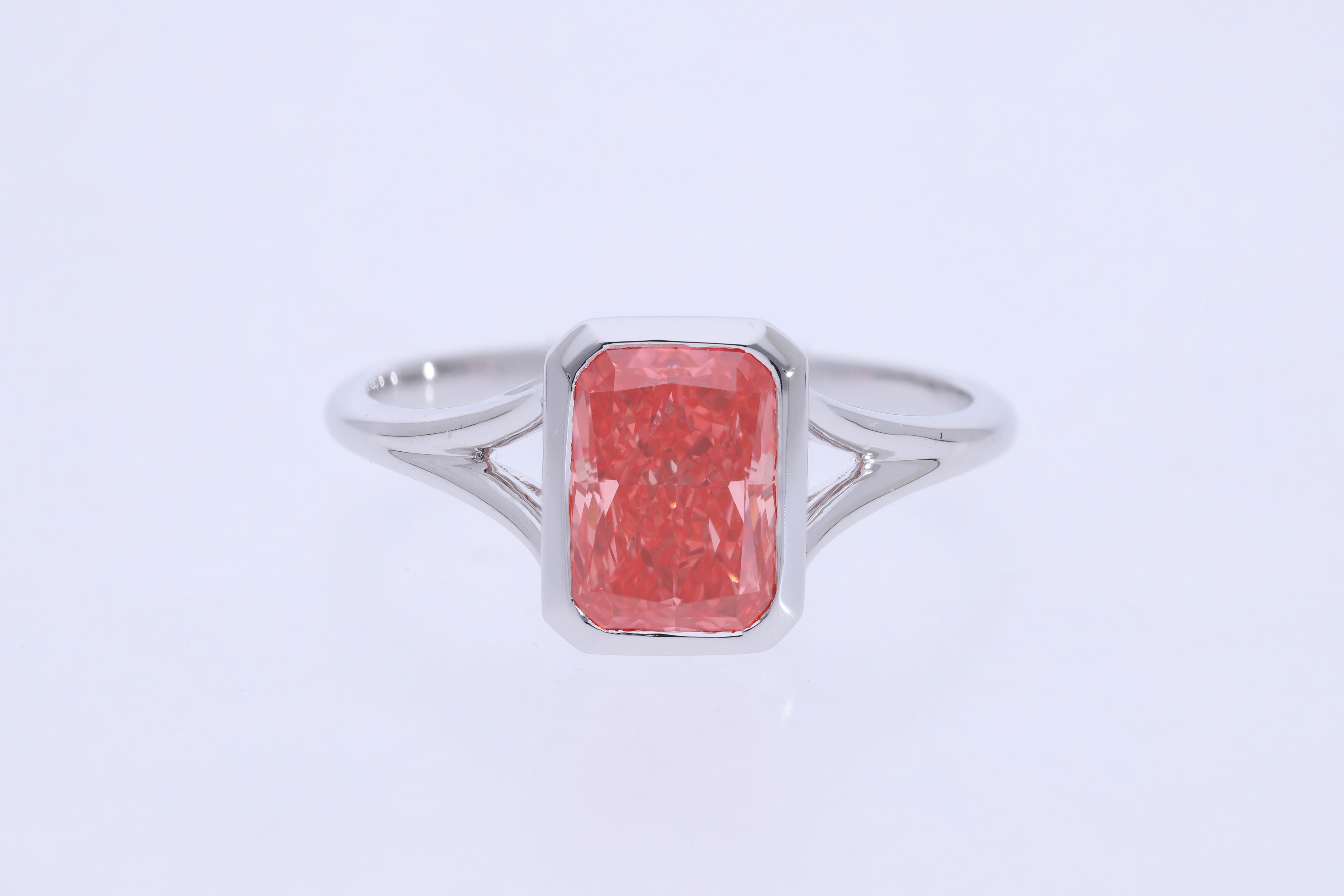 intanse pink Radiant Cut  color Lab grown Diamond Classic Solitaire Engagement Ring