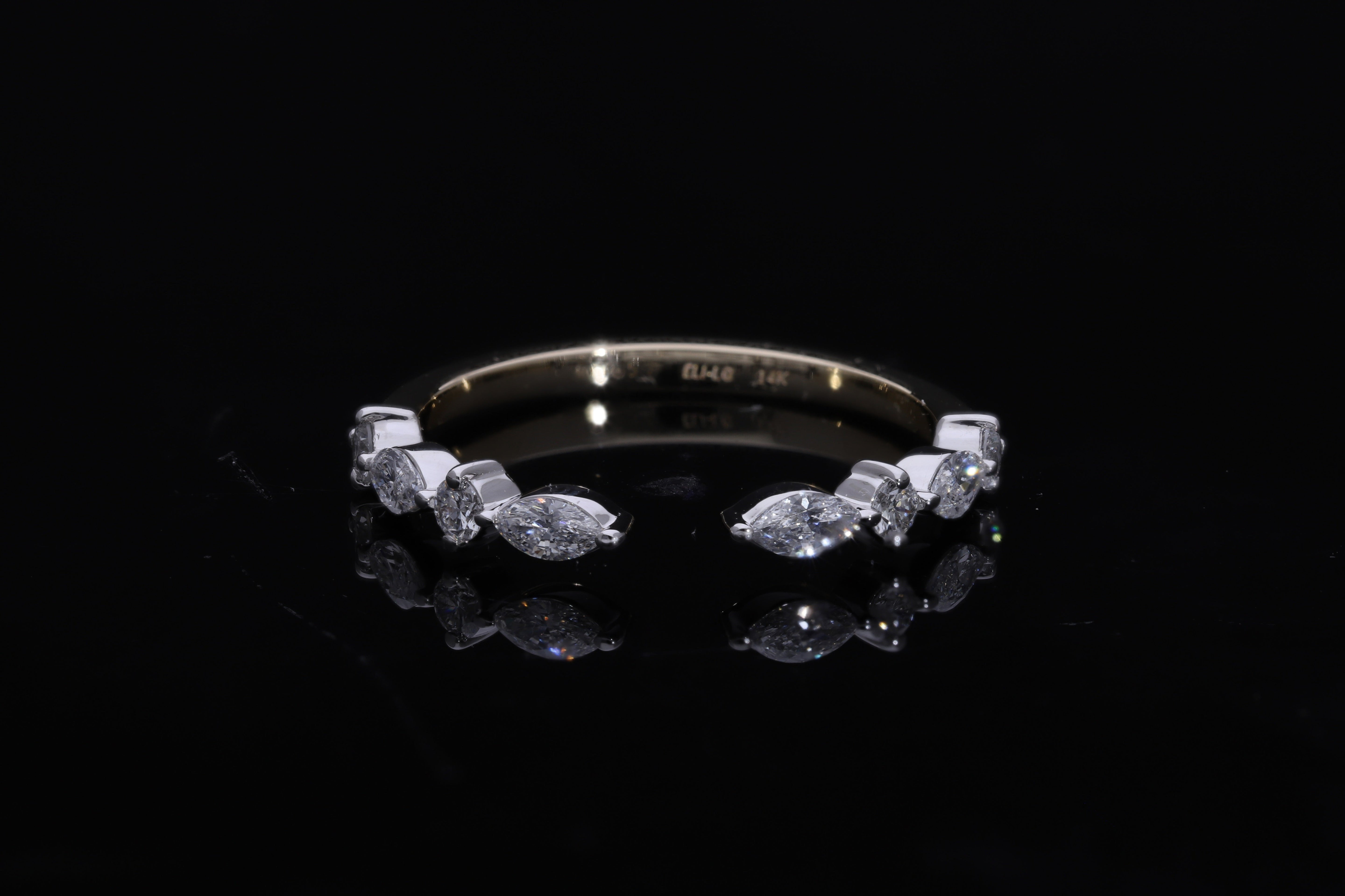 marquise and round brilliant cut  Lab grown Diamond stackable wedding Ring band