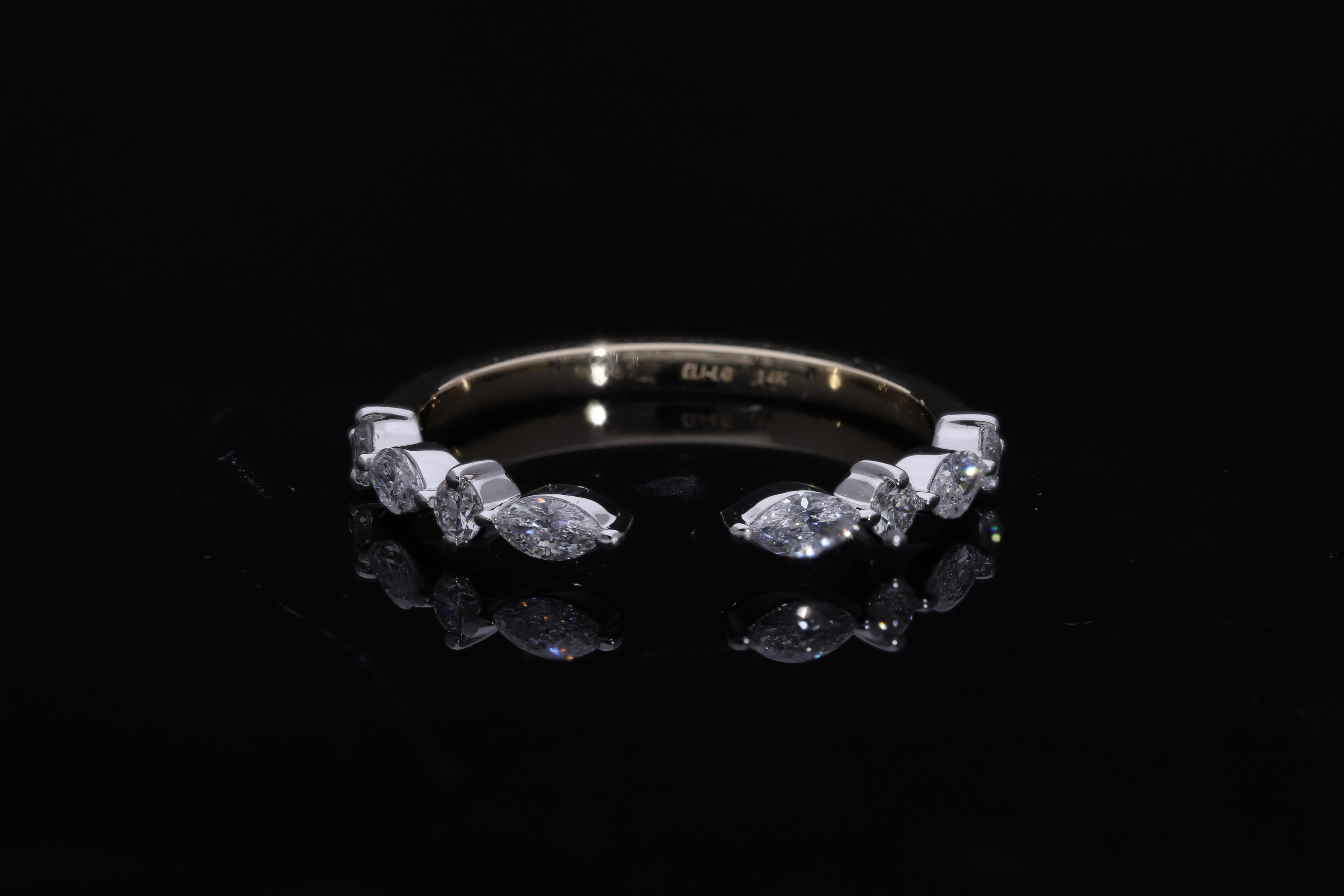 marquise and round brilliant cut  Lab grown Diamond stackable wedding Ring band