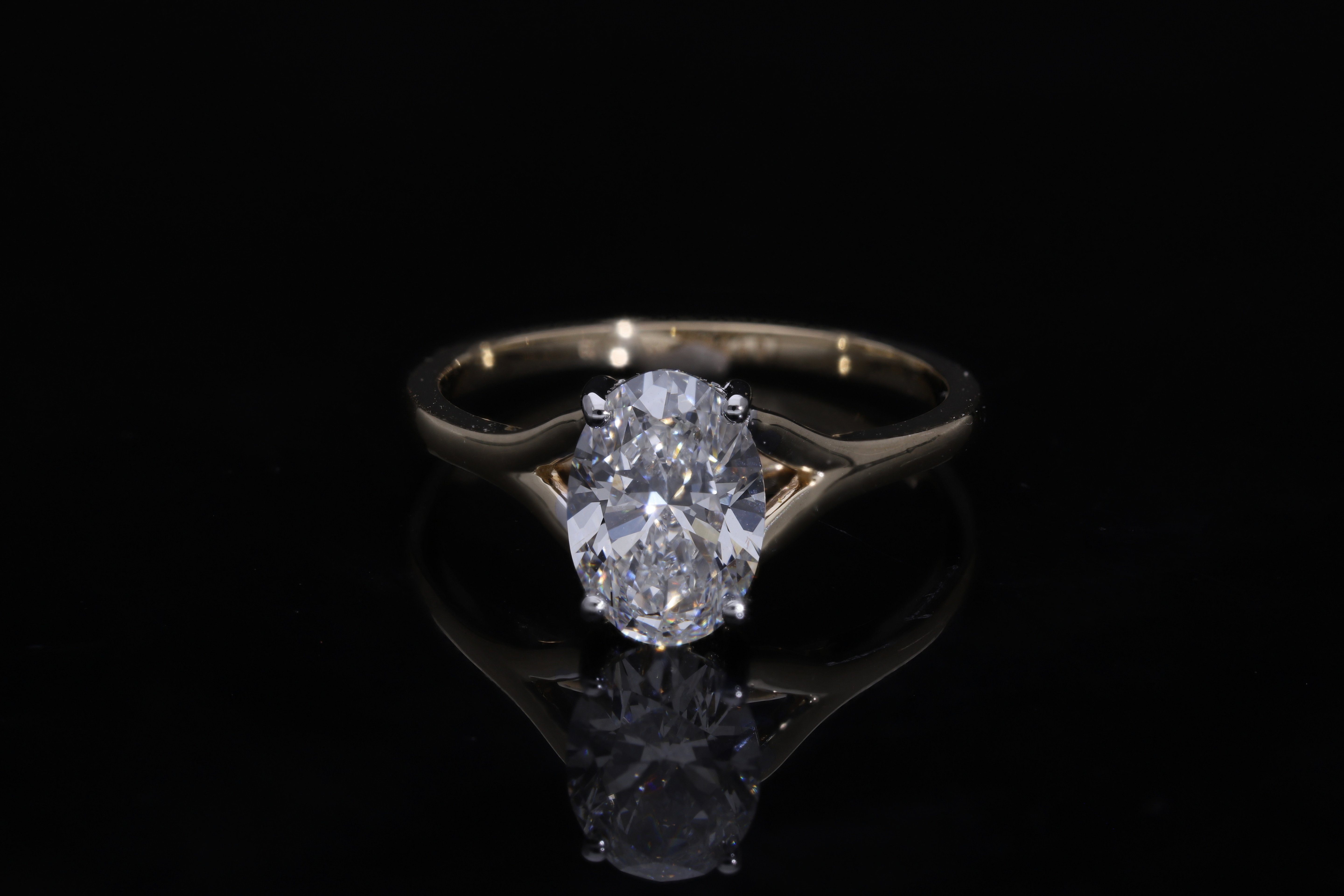 oval cut  Lab grown Diamond with hidden halo Engagement Ring
