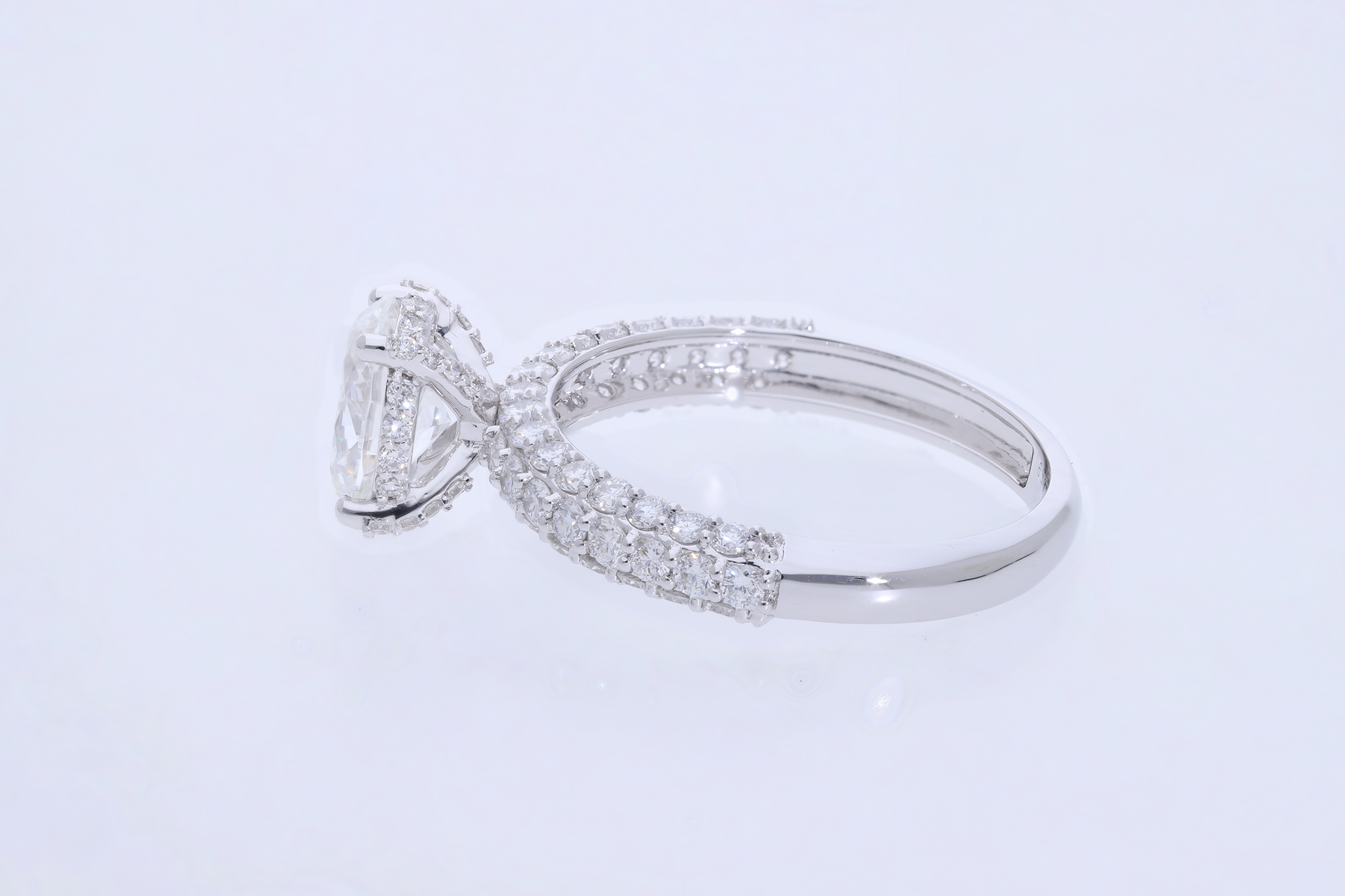 Oval with Round Brilliant Cut Lab grown Diamond with pave setting engagement ring