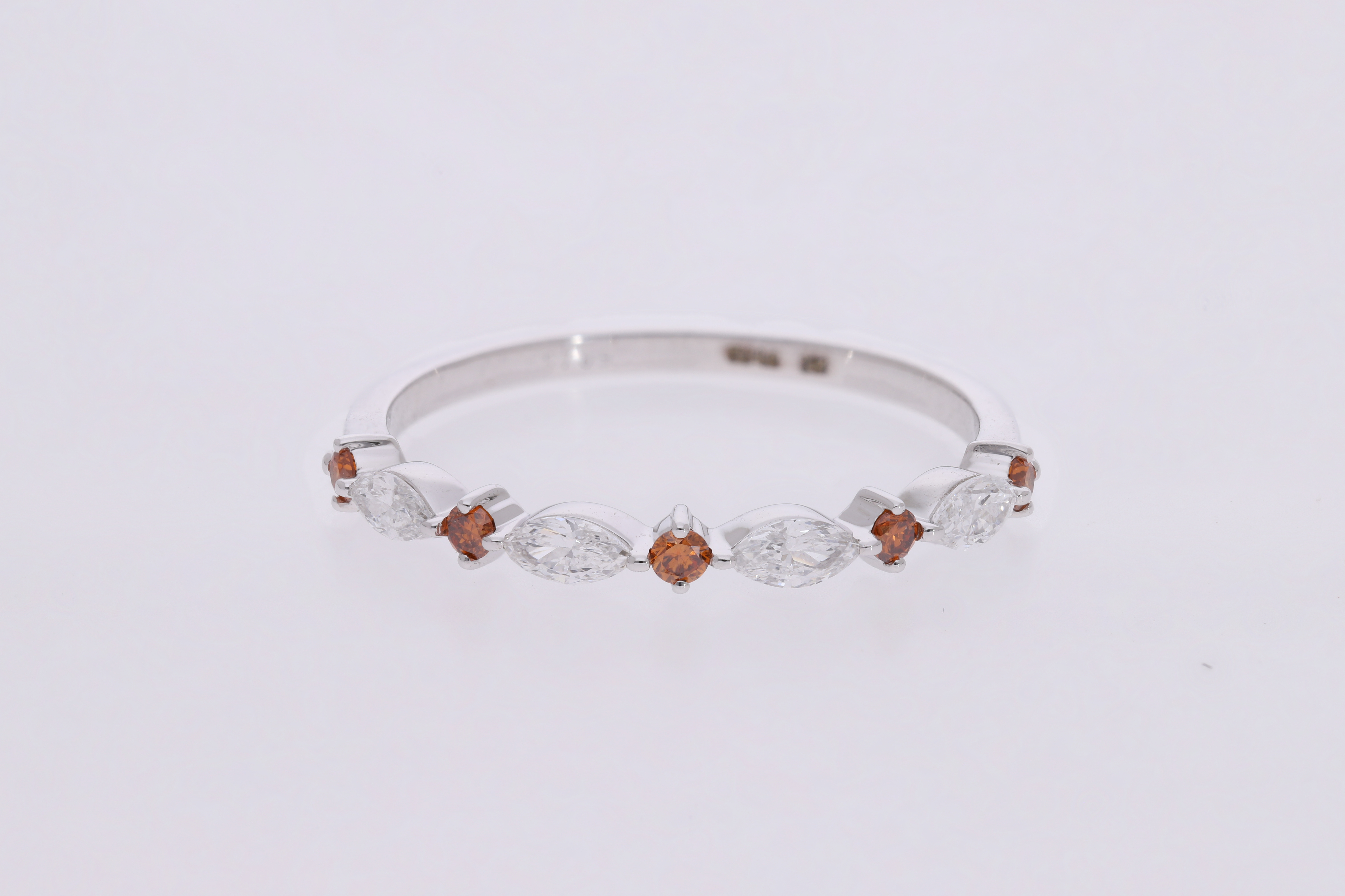 red brilliant cut with white marquise Cut Lab grown Diamond stackable ring band