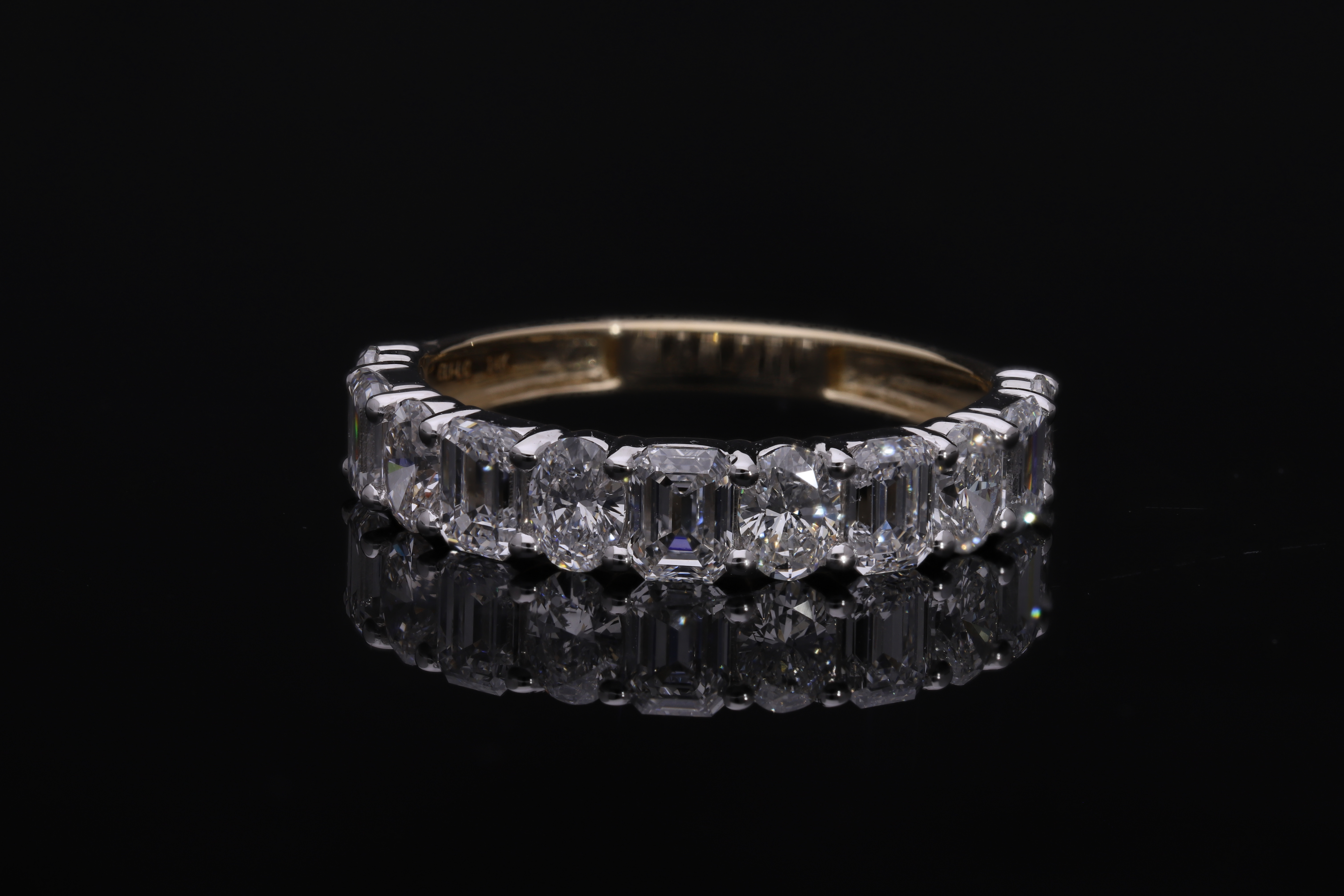radiant and oval cut lab diamond ring half eternity ring