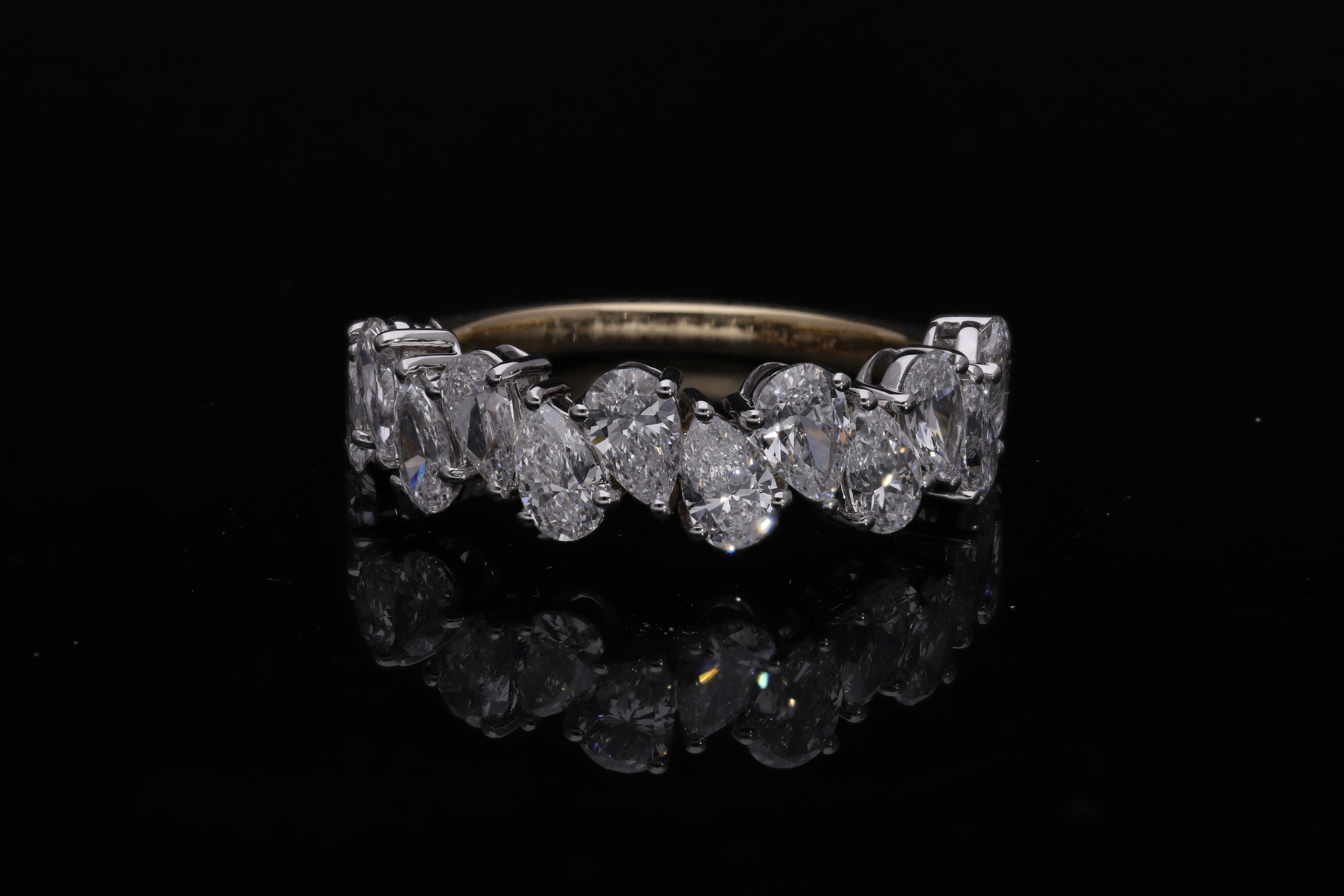 pear cut lab diamond ring half eternity stackable ring