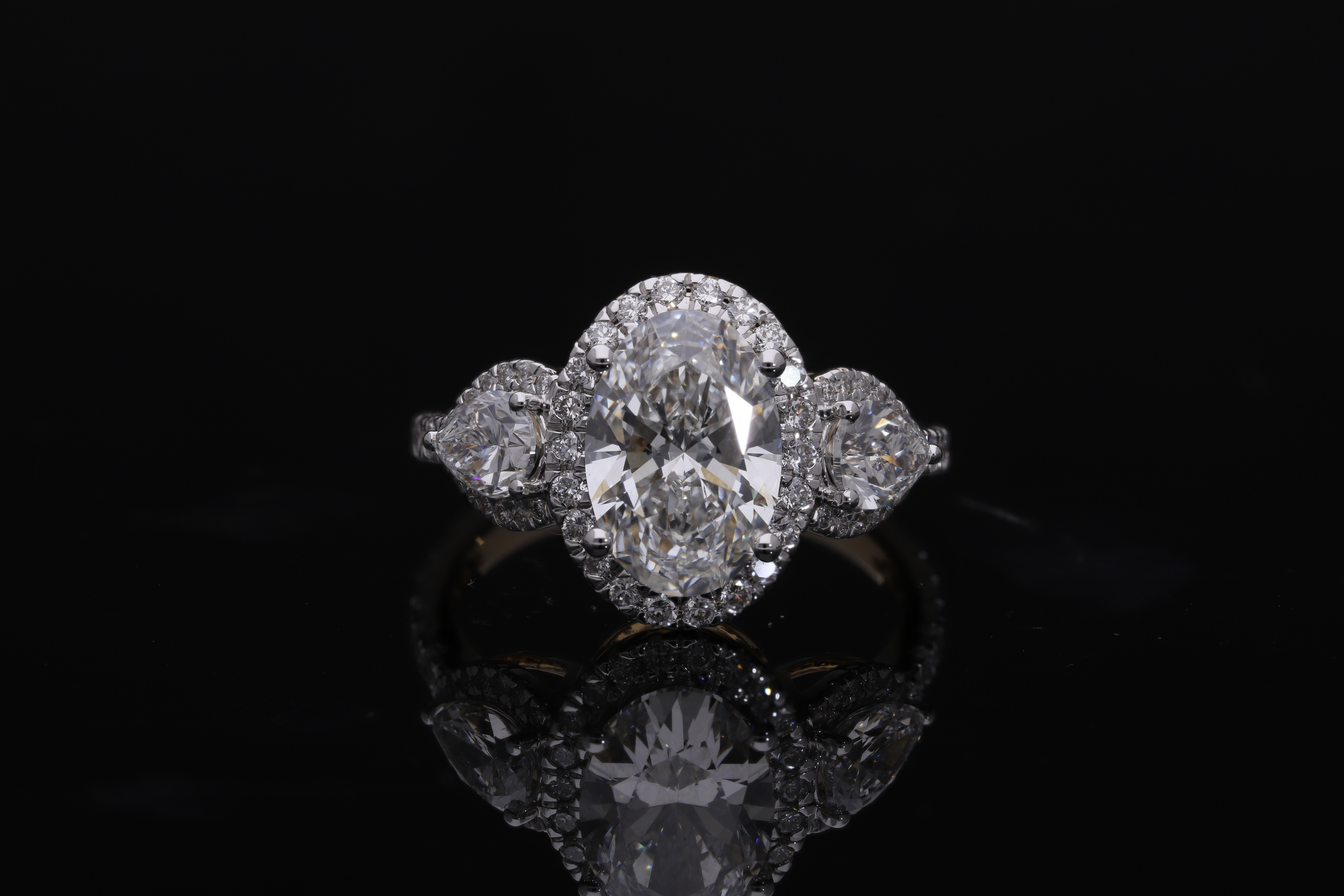 Oval and Pear with Brilliant cut Shape Lab grown Diamond Halo Engagement Ring