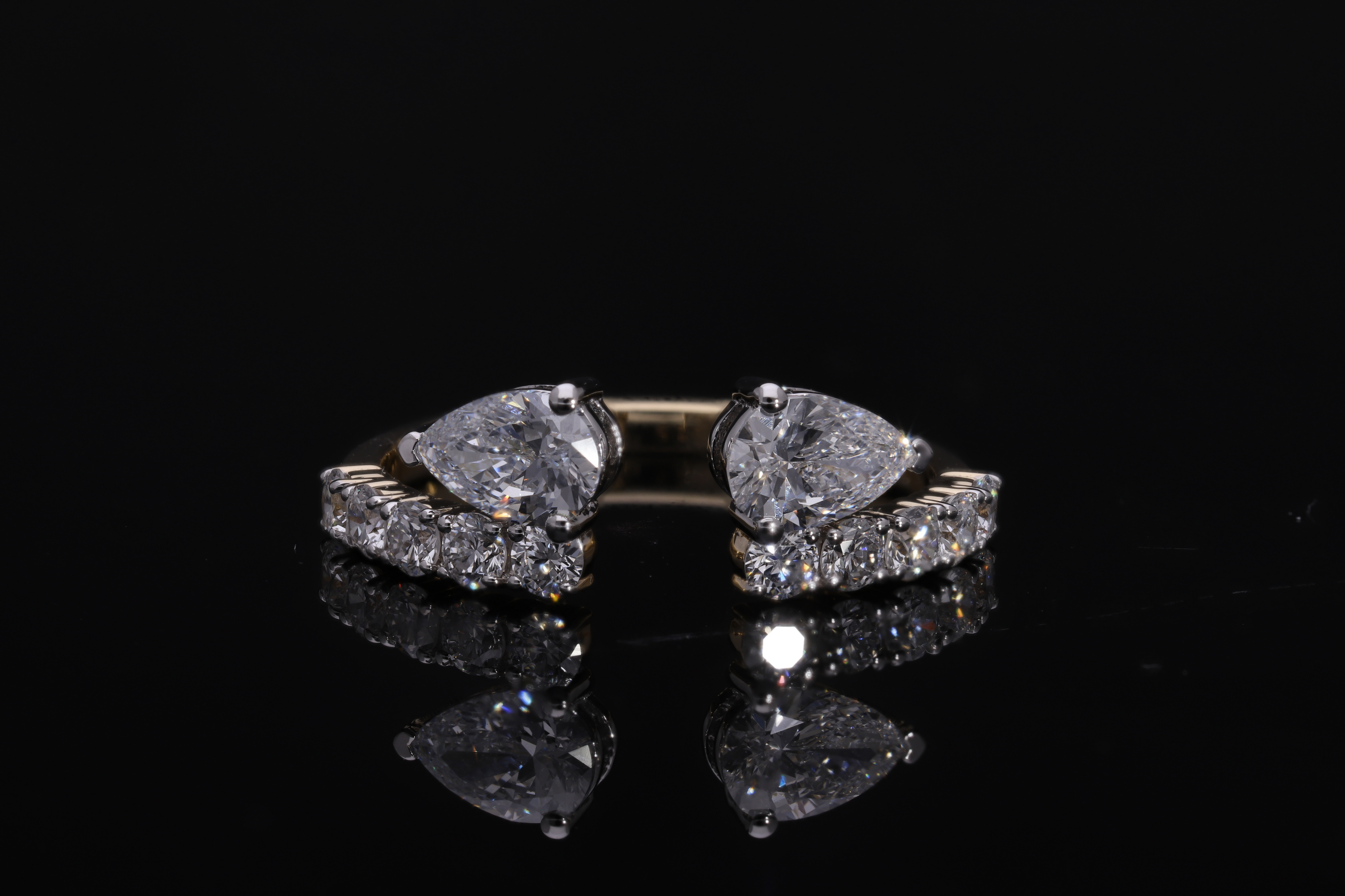 pear with round brilliant cut lab diamond stakable ring