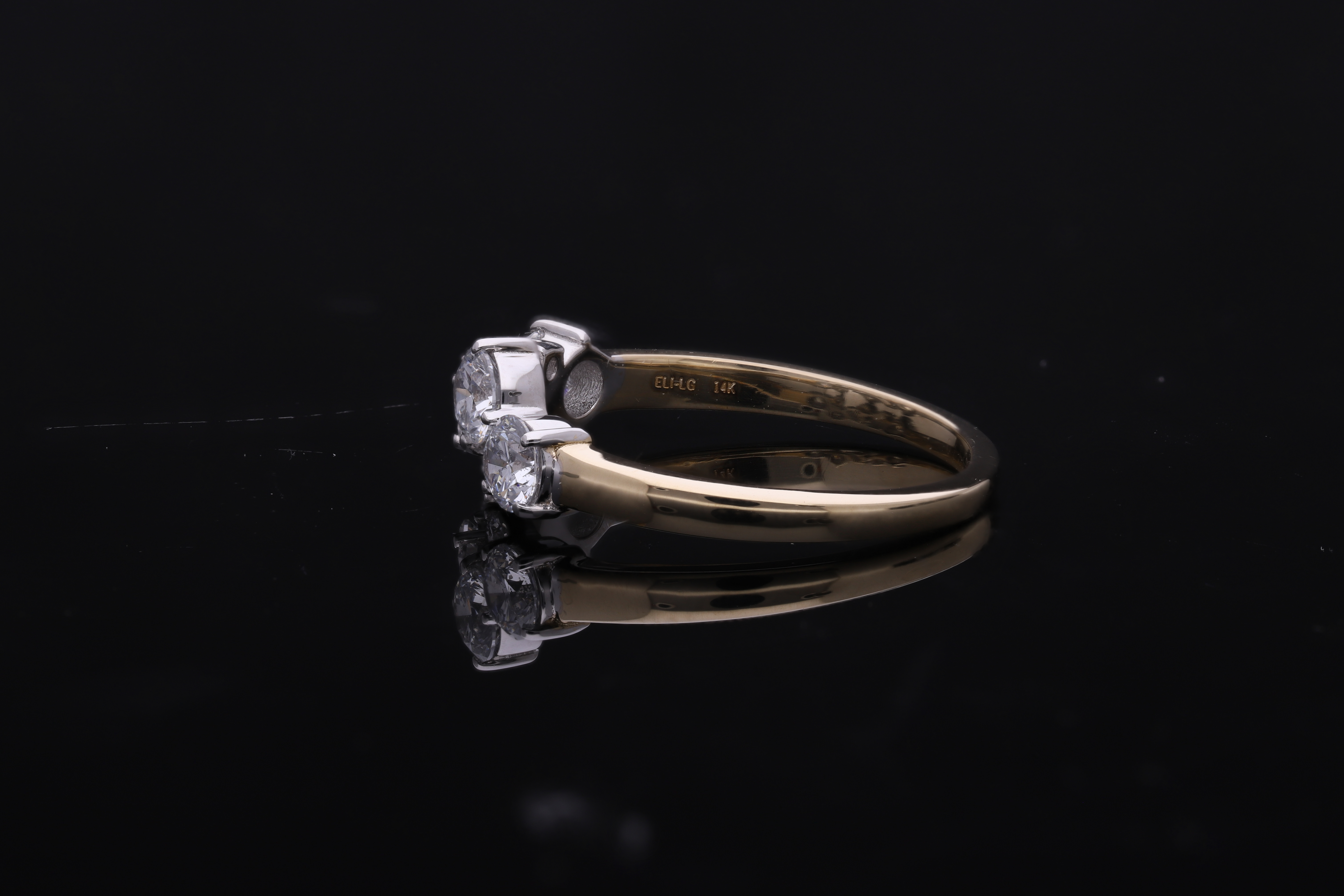BAGUETTE  with round brilliant cut lab grown diamond  fashion ring band