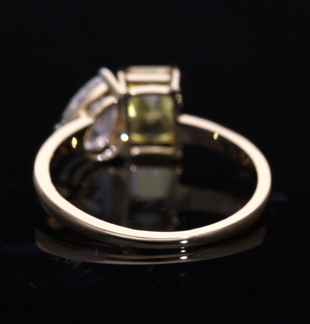 Yellow Radiant and Pear Cut Lab-Grown Diamond Two-Stone Ring