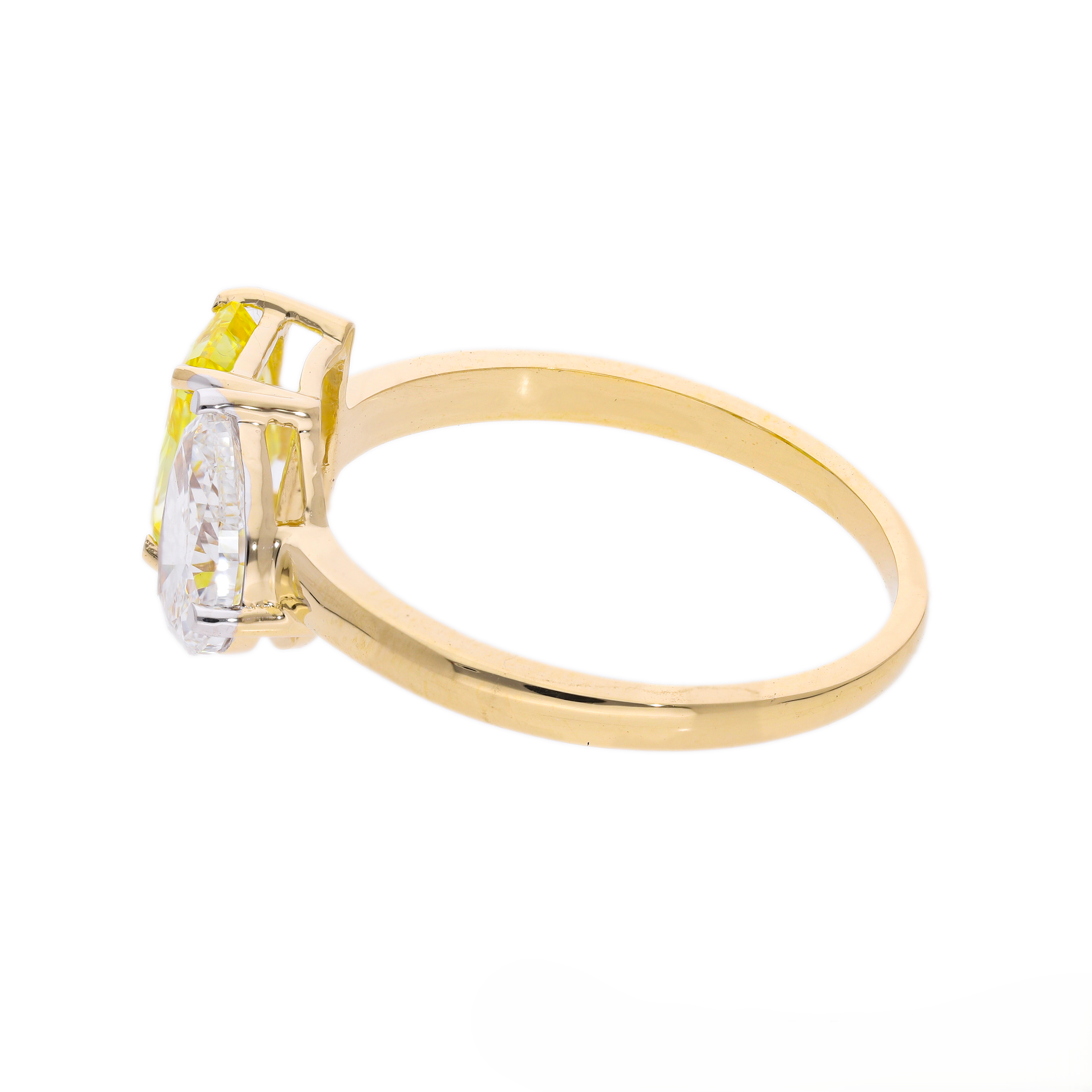 Yellow Radiant and Pear Cut Lab-Grown Diamond Two-Stone Ring