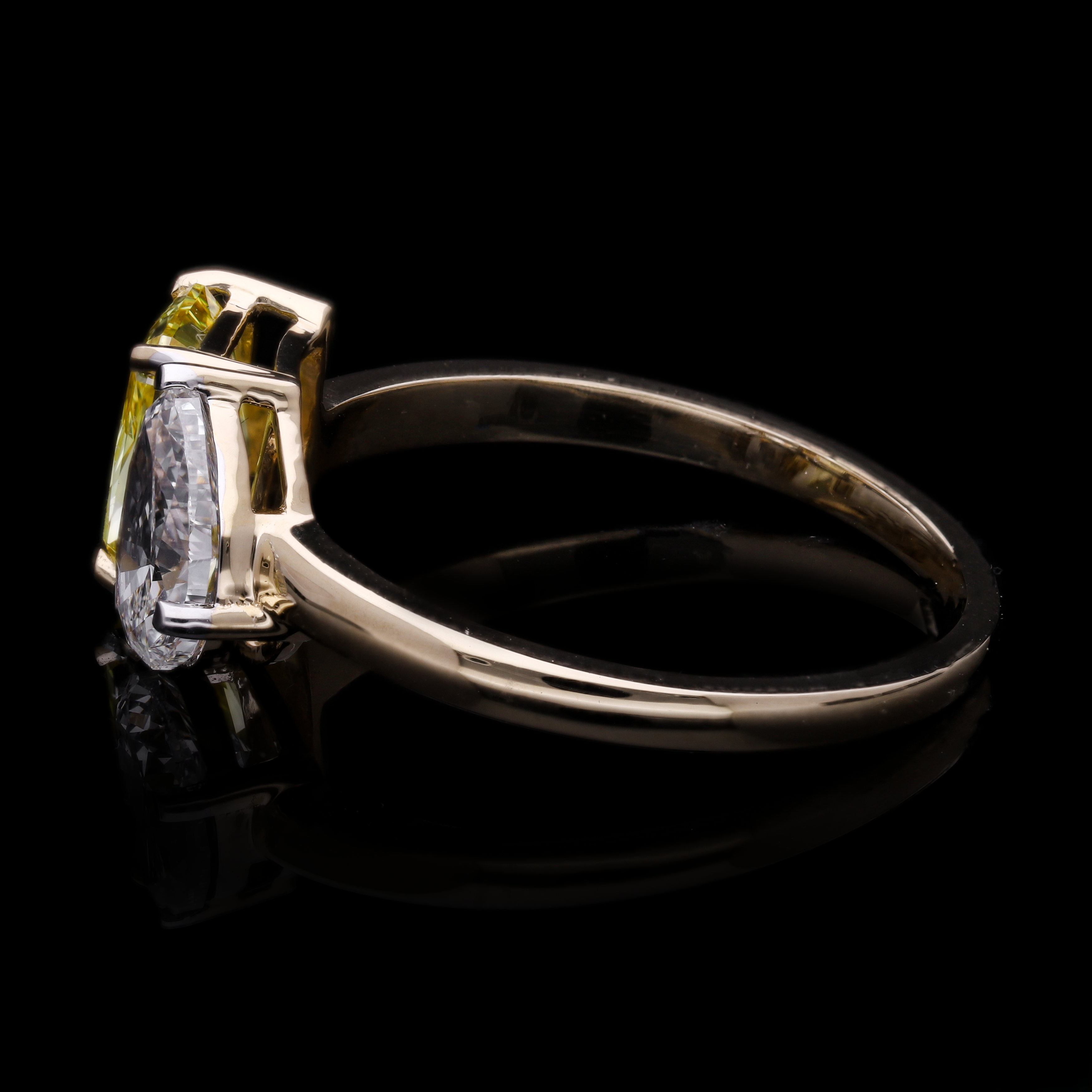 Yellow Radiant and Pear Cut Lab-Grown Diamond Two-Stone Ring