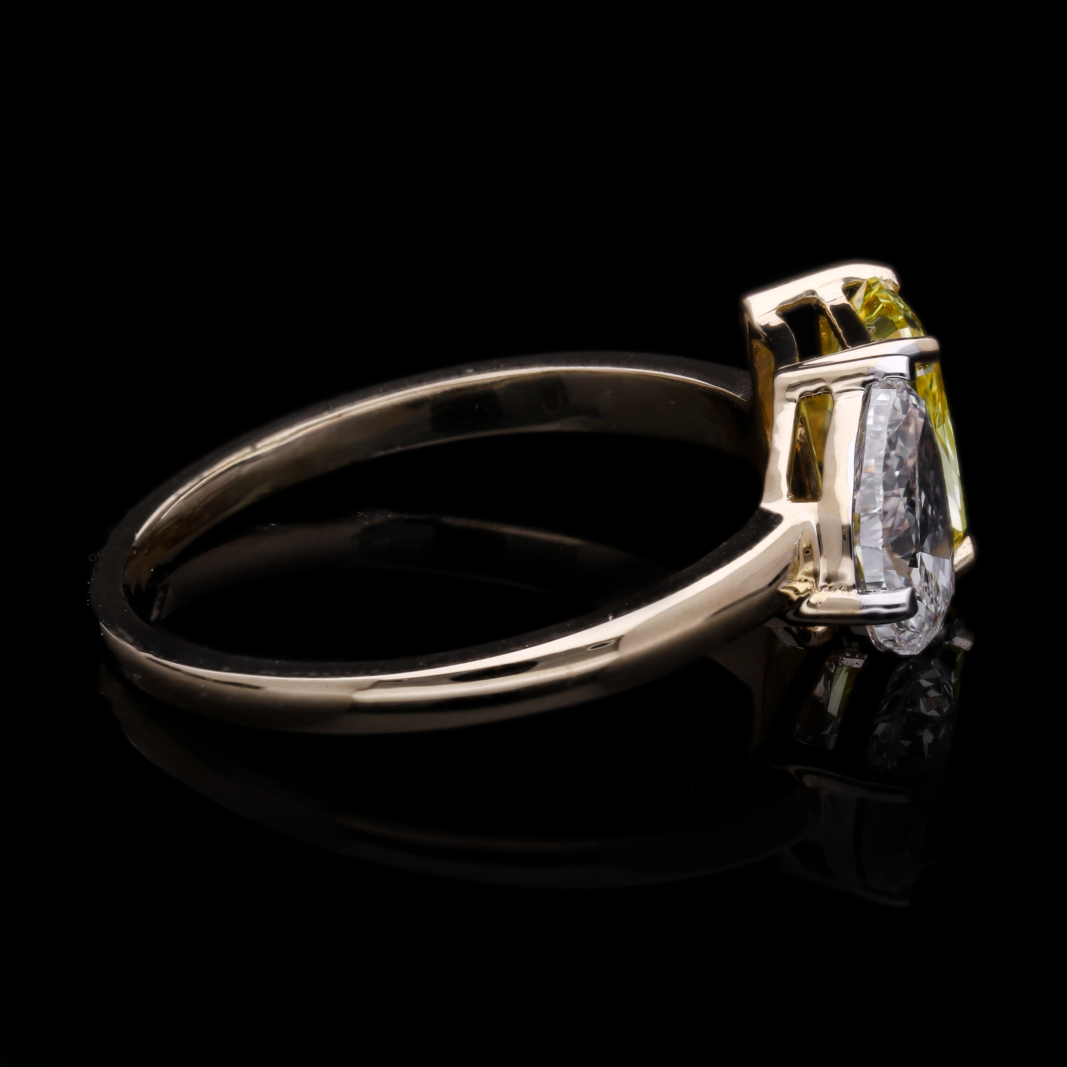 Yellow Radiant and Pear Cut Lab-Grown Diamond Two-Stone Ring
