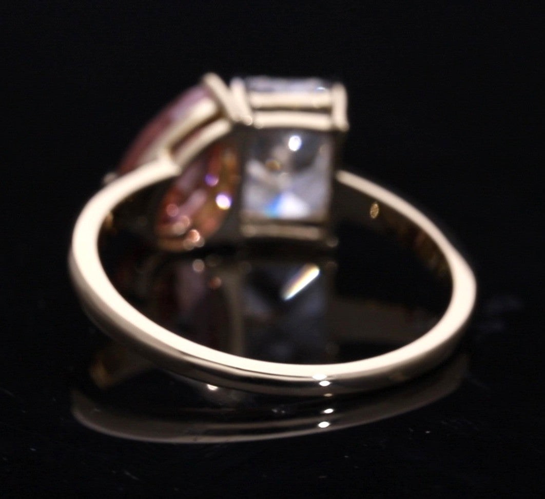 Pink Pear and Radiant Cut Lab-Grown Diamond Two-Stone Ring