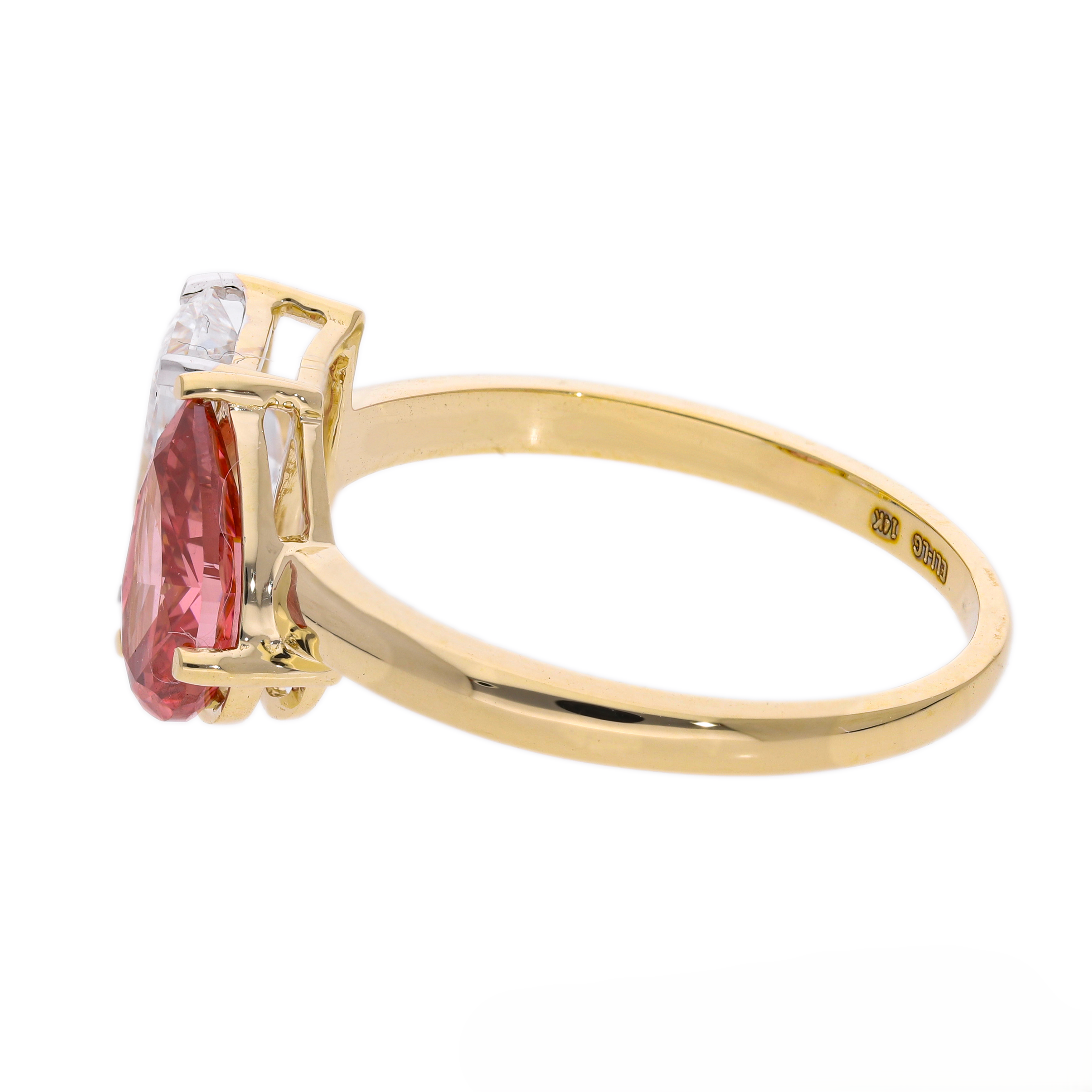 Pink Pear and Radiant Cut Lab-Grown Diamond Two-Stone Ring