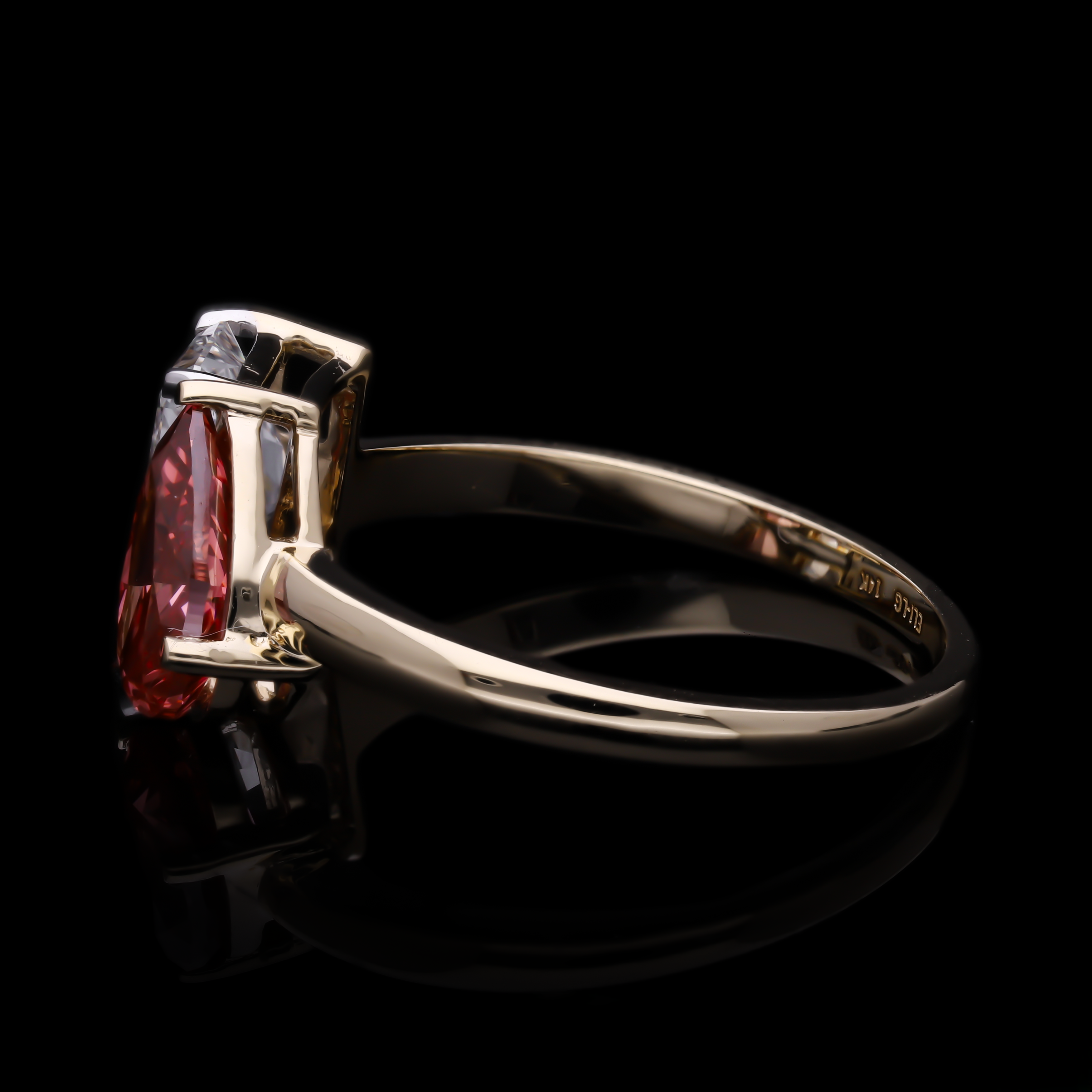 Pink Pear and Radiant Cut Lab-Grown Diamond Two-Stone Ring