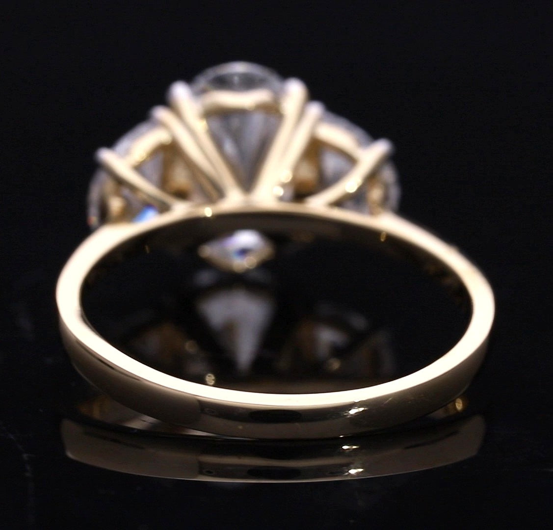 Oval and Half-Moon Cut Lab-Grown Diamond Three-Stone Engagement Ring