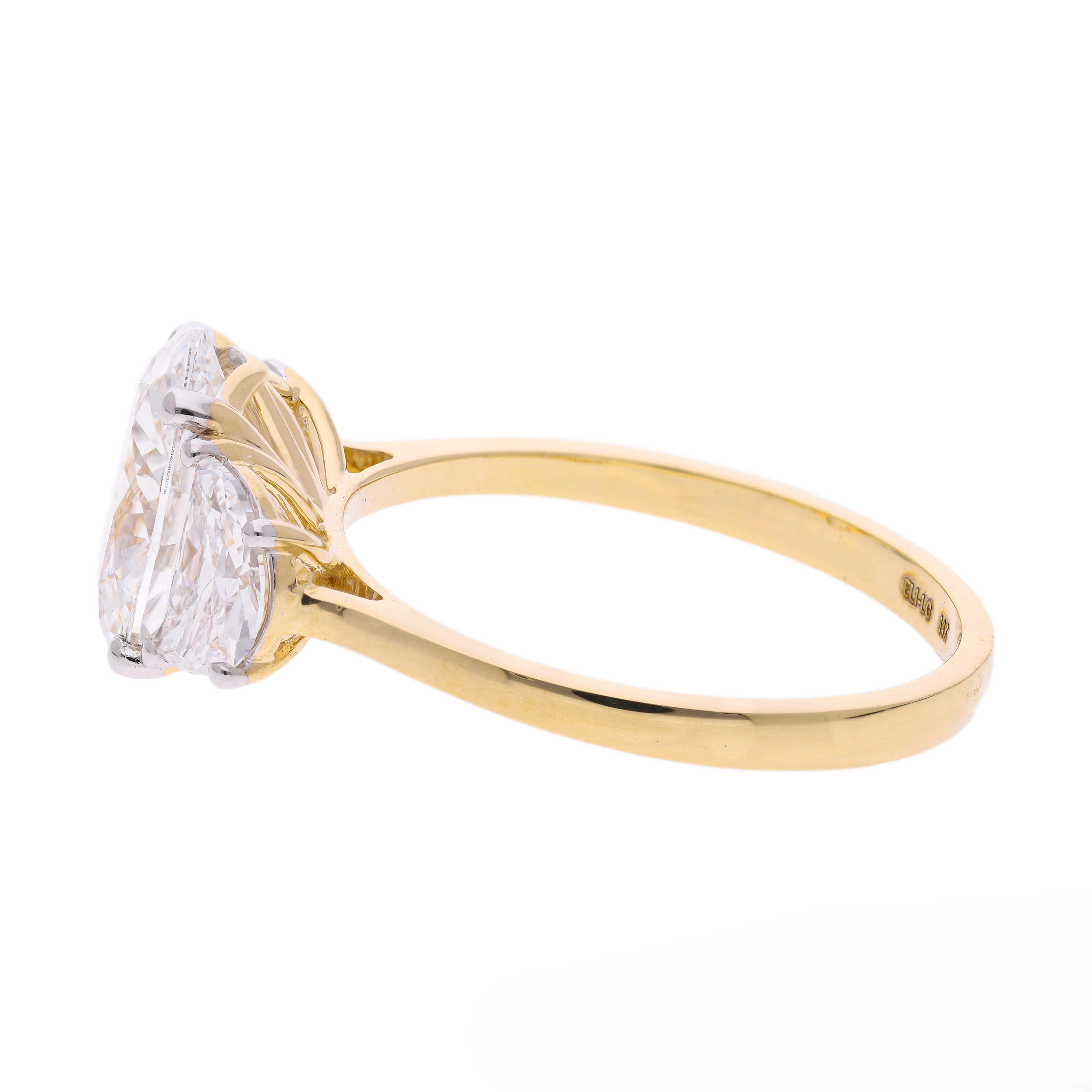 Oval and Half-Moon Cut Lab-Grown Diamond Three-Stone Engagement Ring