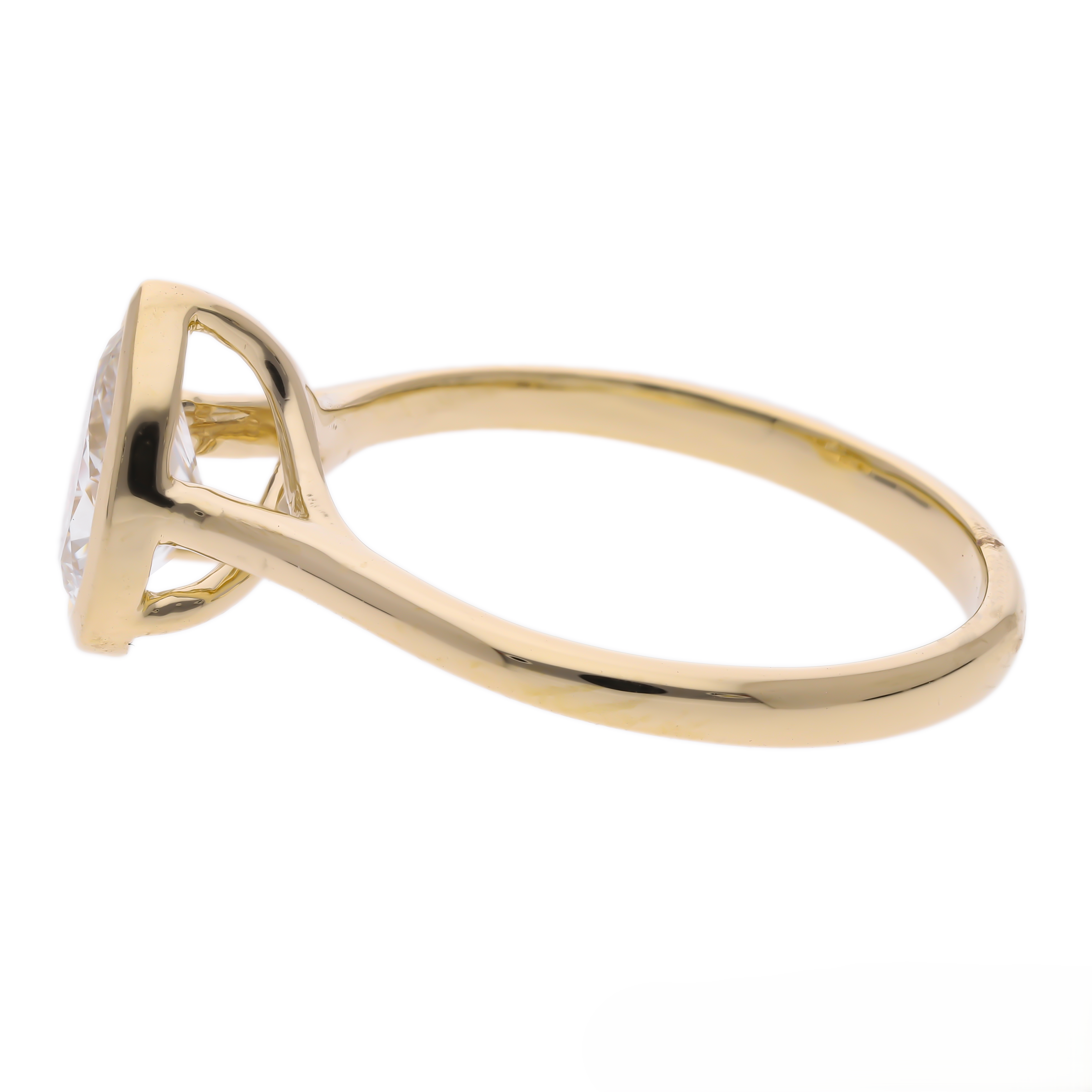 Pear Cut Lab-Grown Diamond Solitaire Ring with Full Bezel Setting