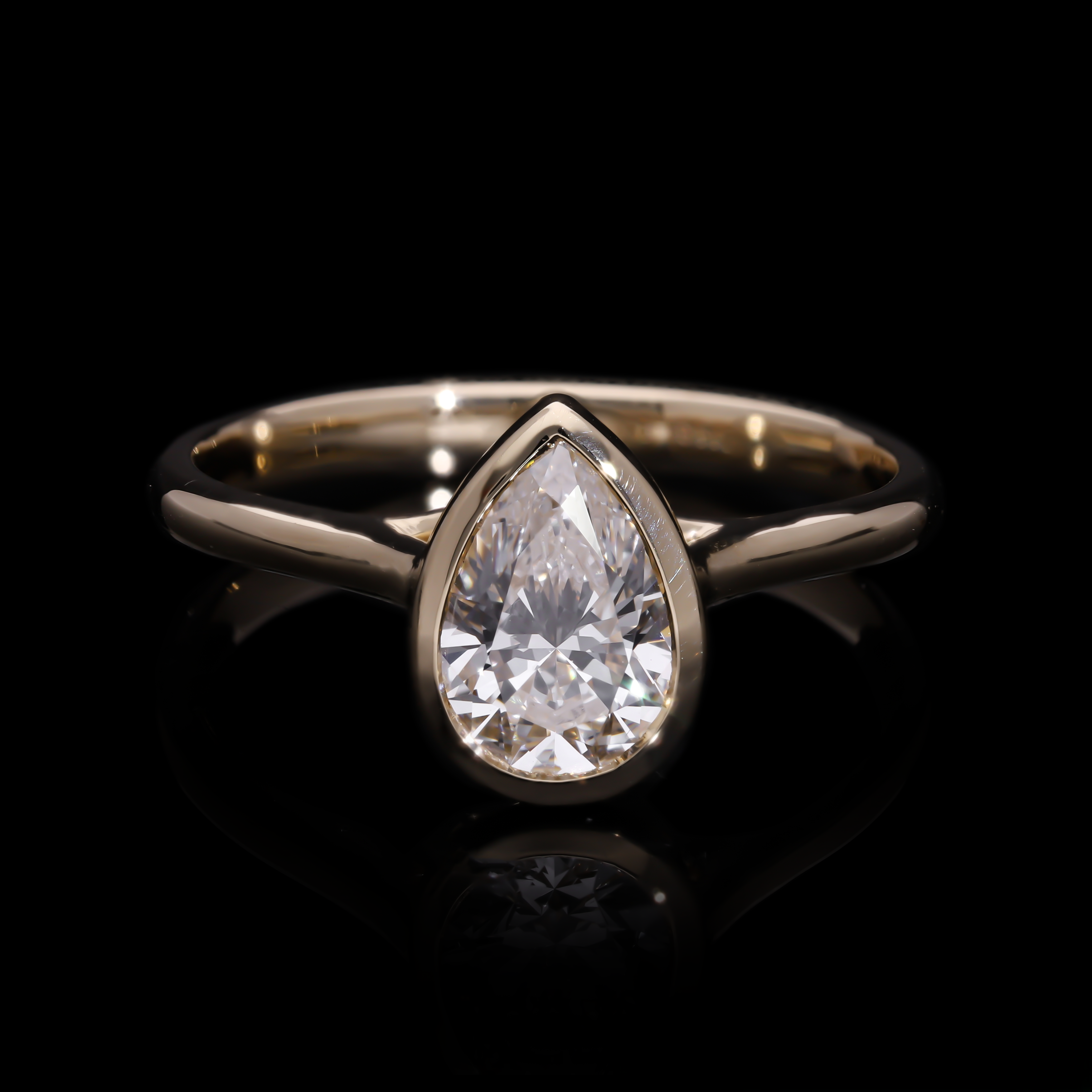 Pear Cut Lab-Grown Diamond Solitaire Ring with Full Bezel Setting