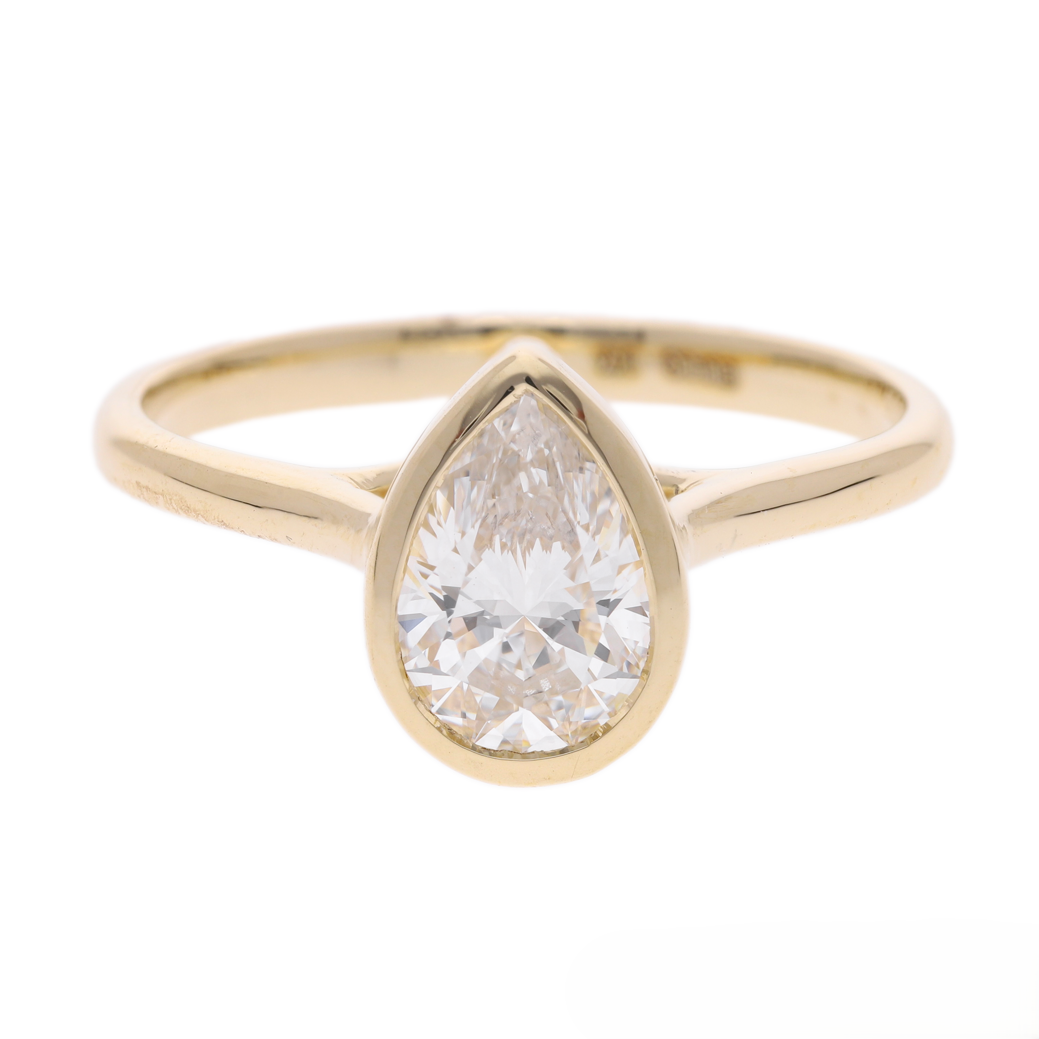 Pear Cut Lab-Grown Diamond Solitaire Ring with Full Bezel Setting
