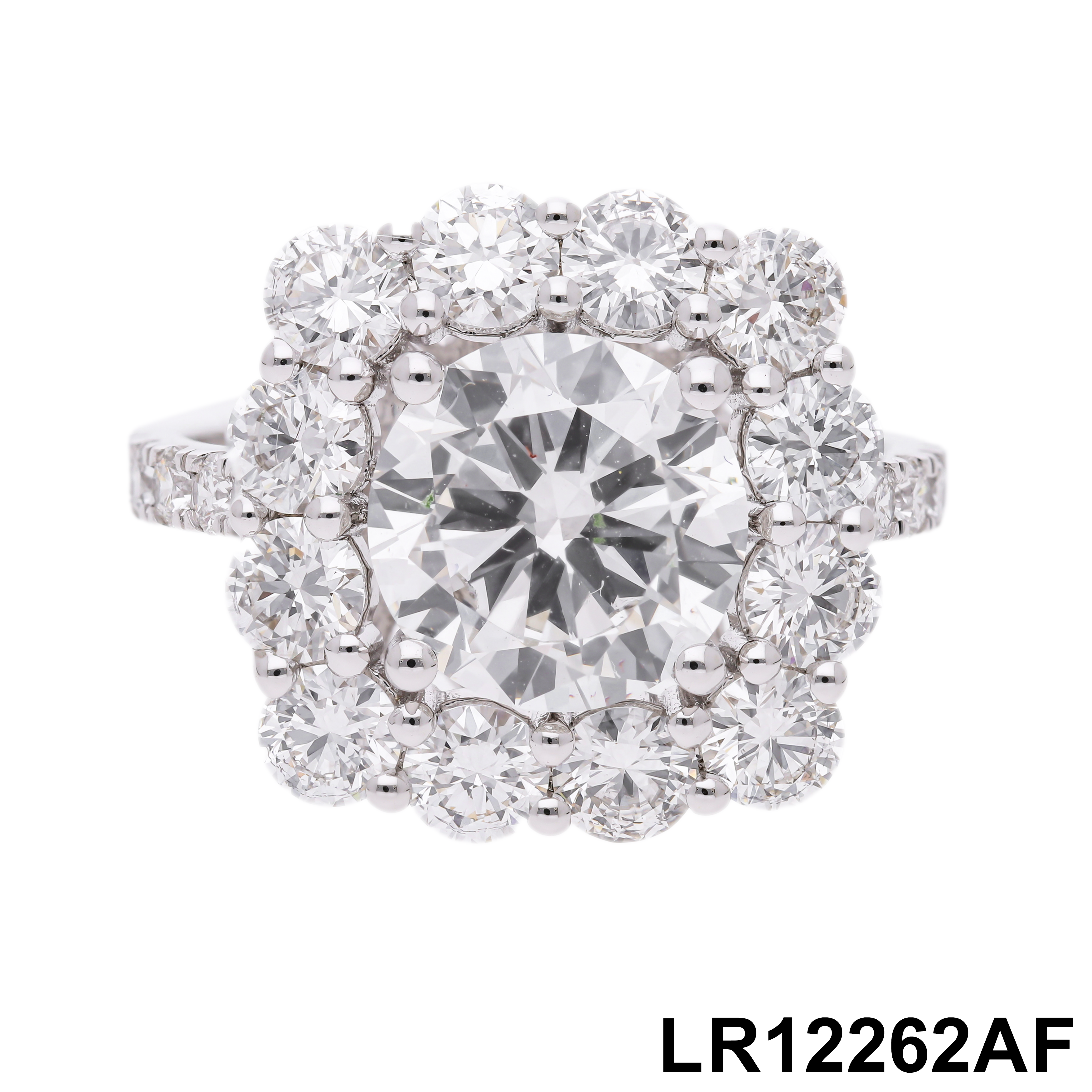 Round Brilliant Cut Lab-Grown Diamond Halo Ring with Pave Setting