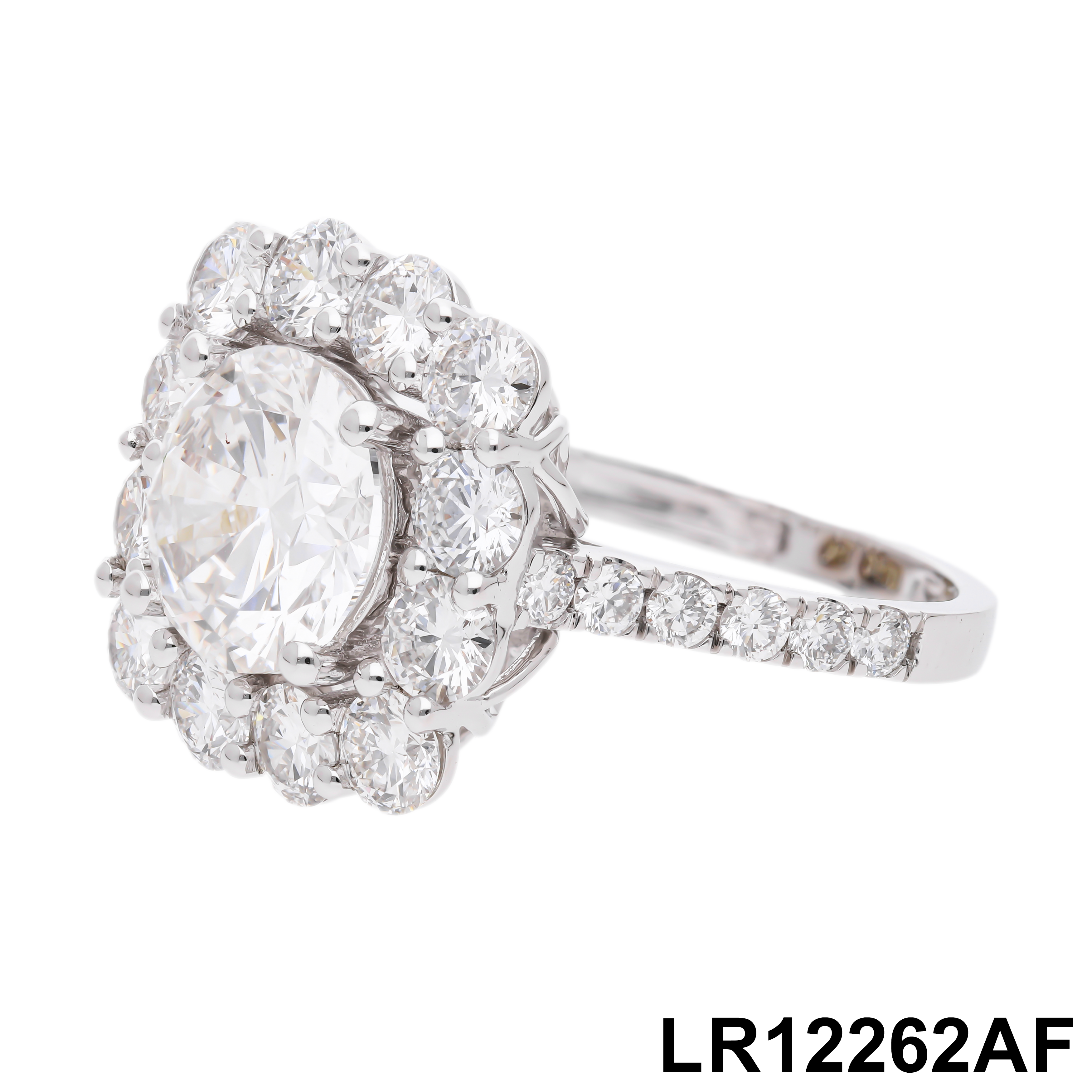Round Brilliant Cut Lab-Grown Diamond Halo Ring with Pave Setting