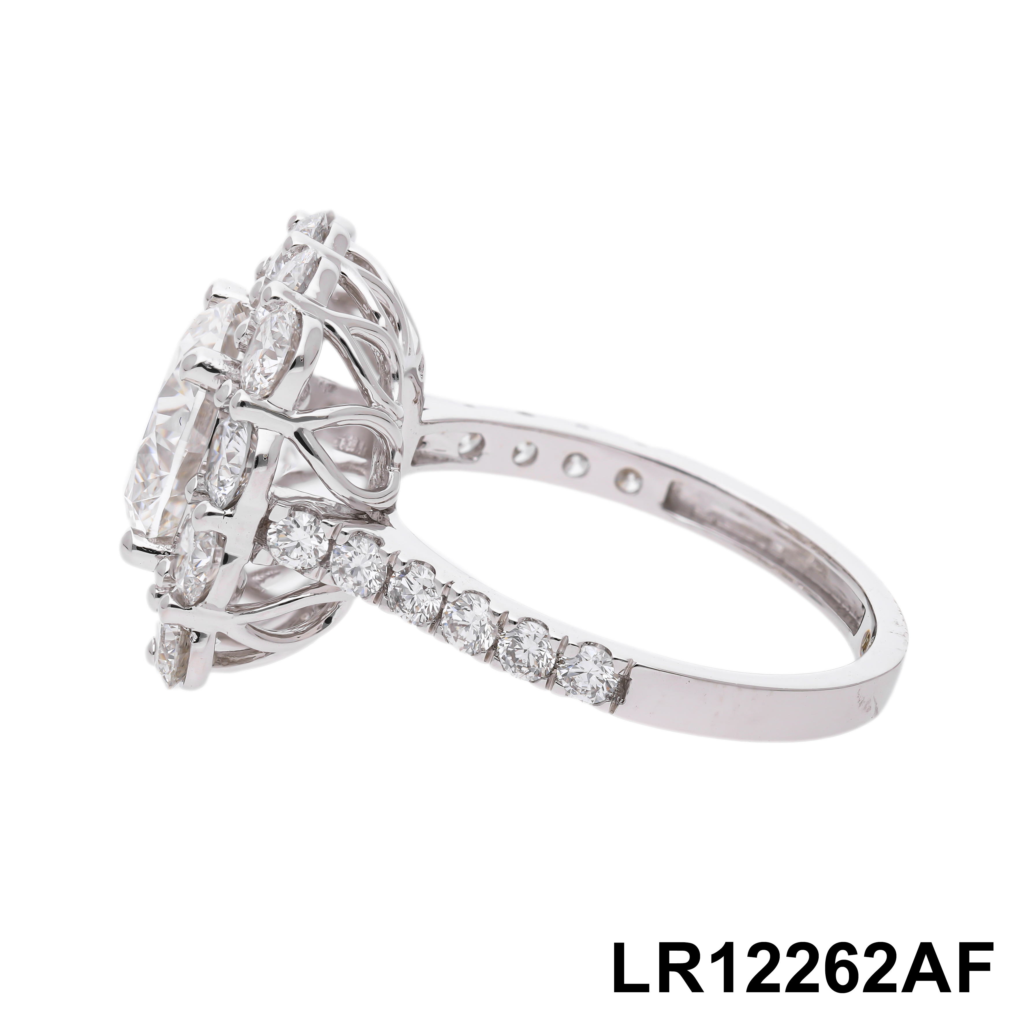 Round Brilliant Cut Lab-Grown Diamond Halo Ring with Pave Setting