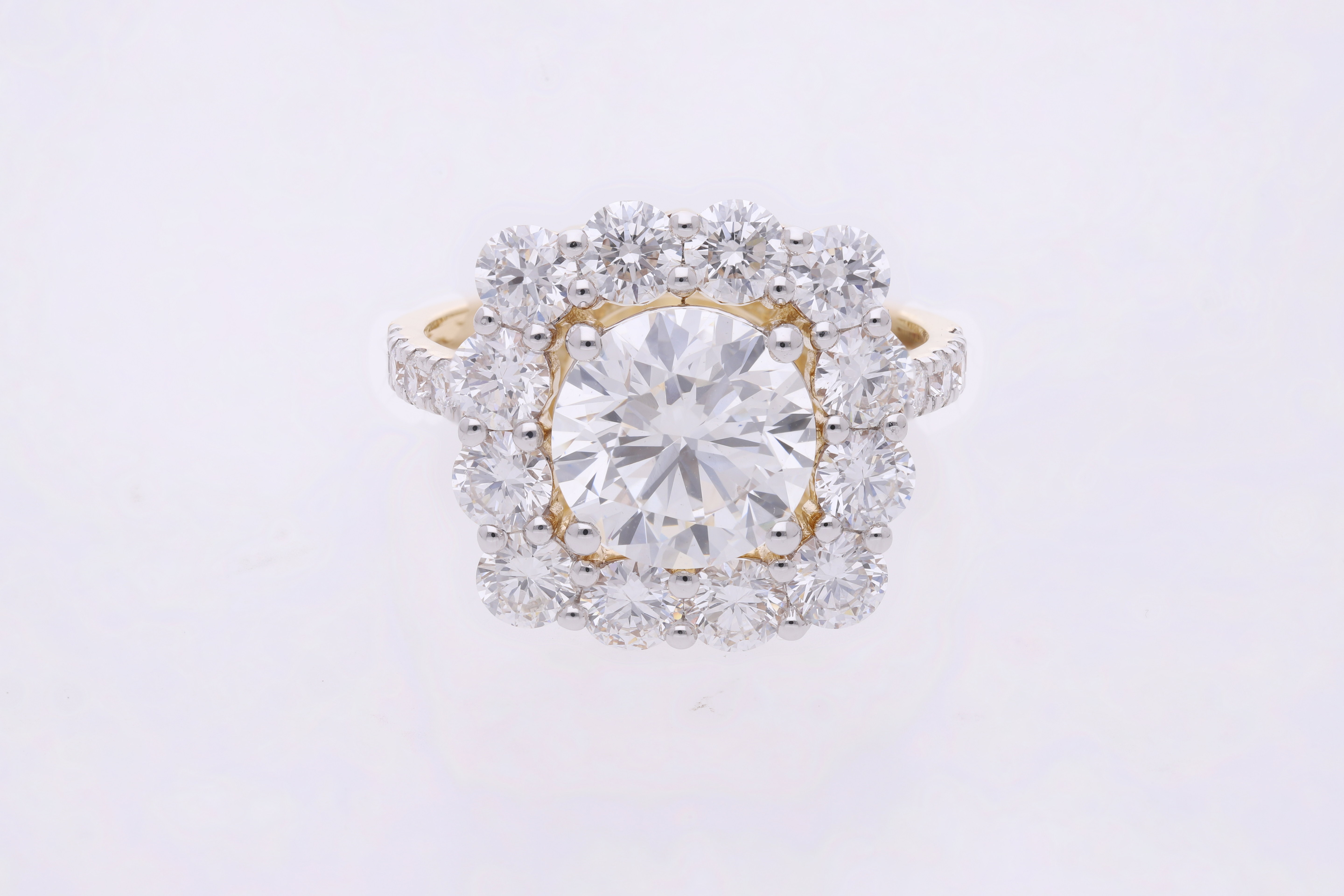 Round Brilliant Cut Lab-Grown Diamond Halo Ring with Pave Setting