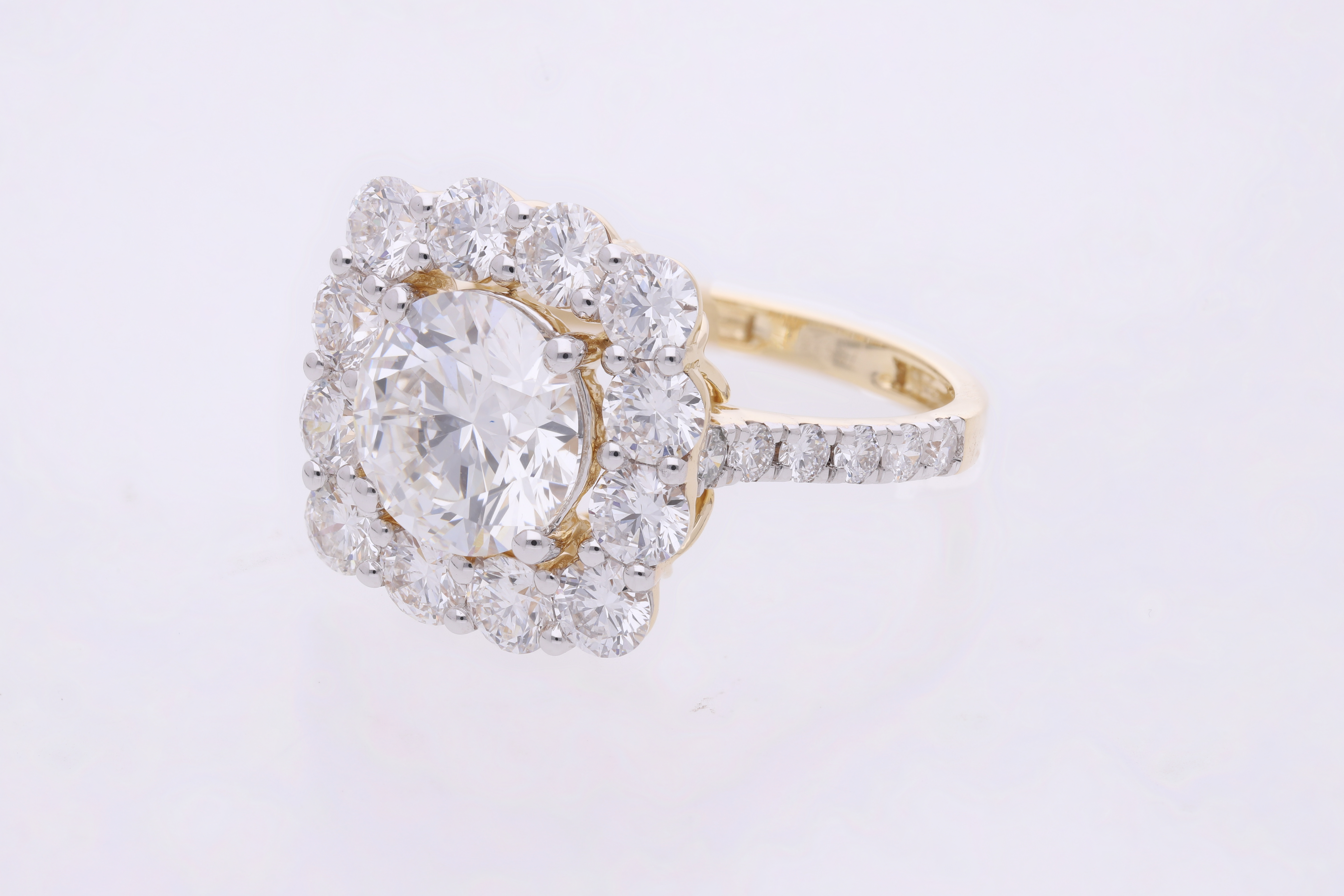 Round Brilliant Cut Lab-Grown Diamond Halo Ring with Pave Setting