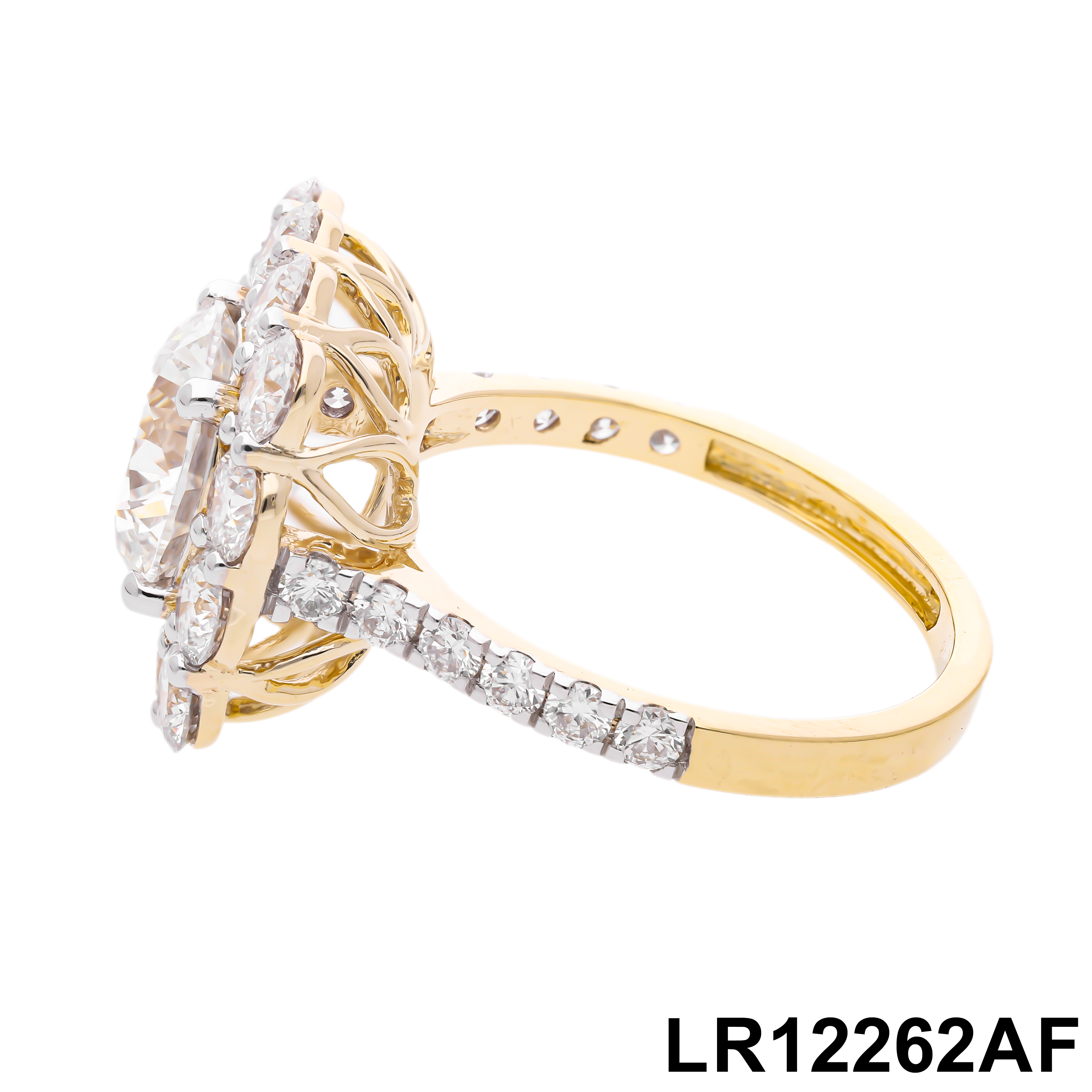 Round Brilliant Cut Lab-Grown Diamond Halo Ring with Pave Setting