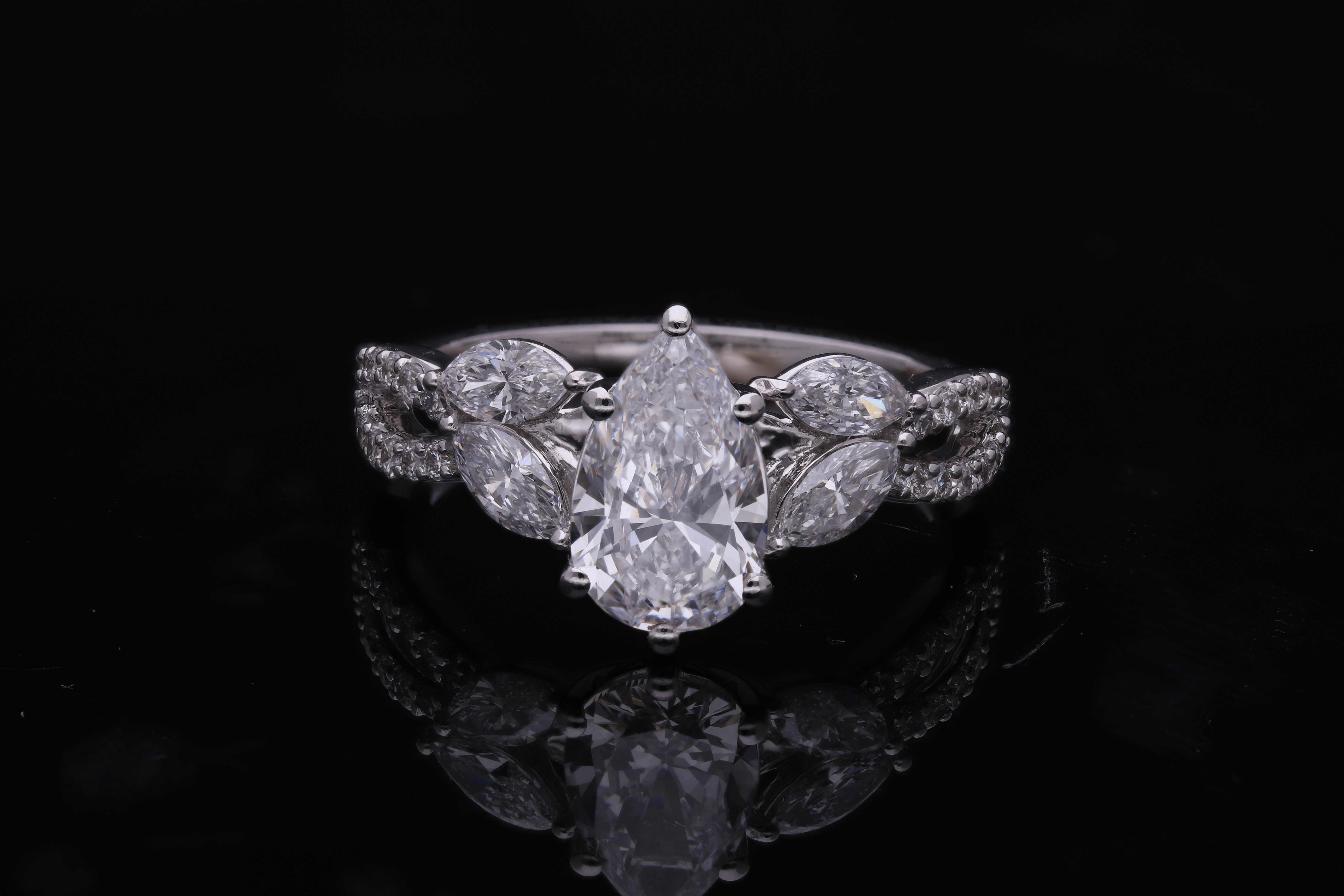 Pear Cut and Marquise Lab-Grown Diamond Infinity Band Engagement Ring