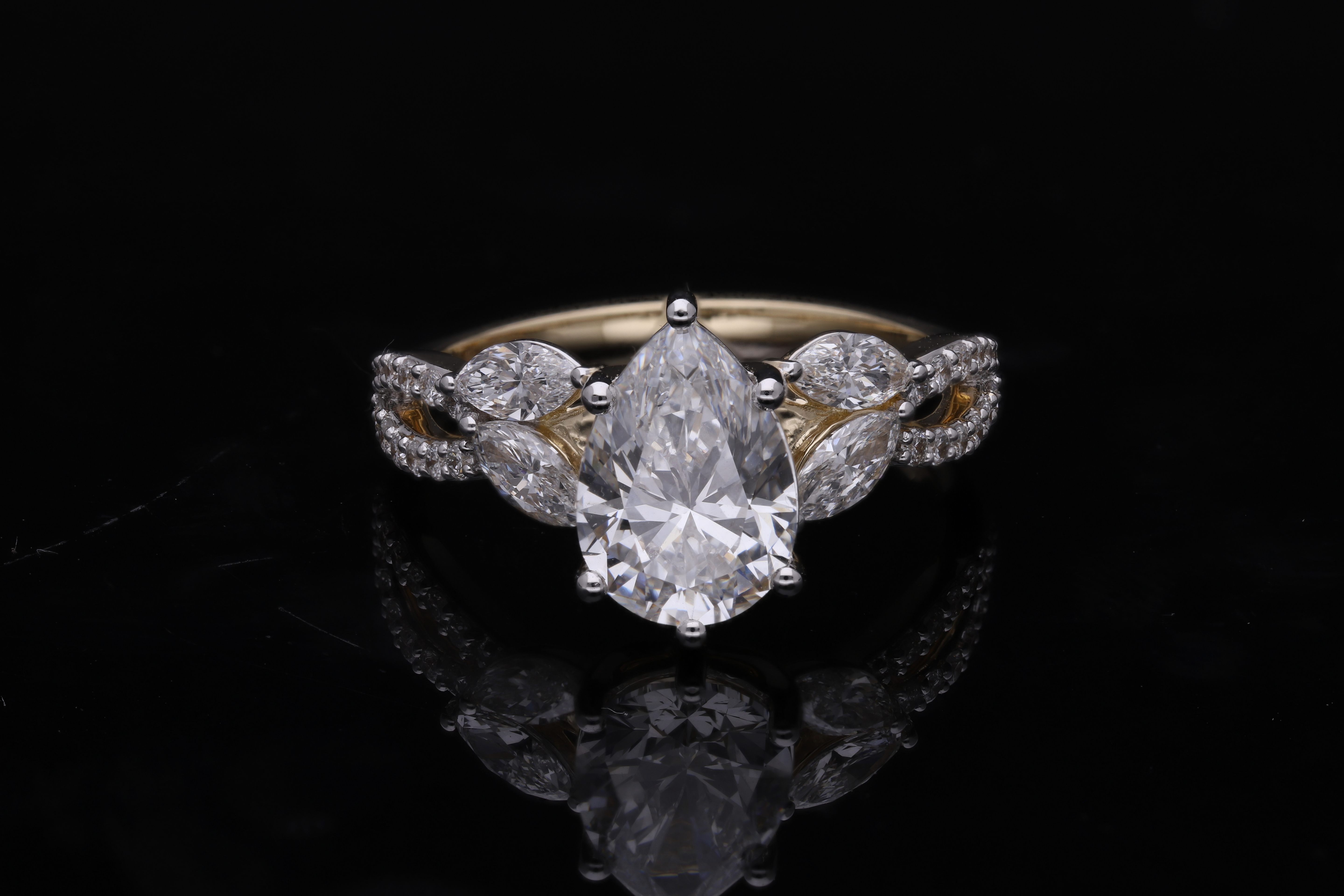 Pear Cut and Marquise Lab-Grown Diamond Infinity Band Engagement Ring