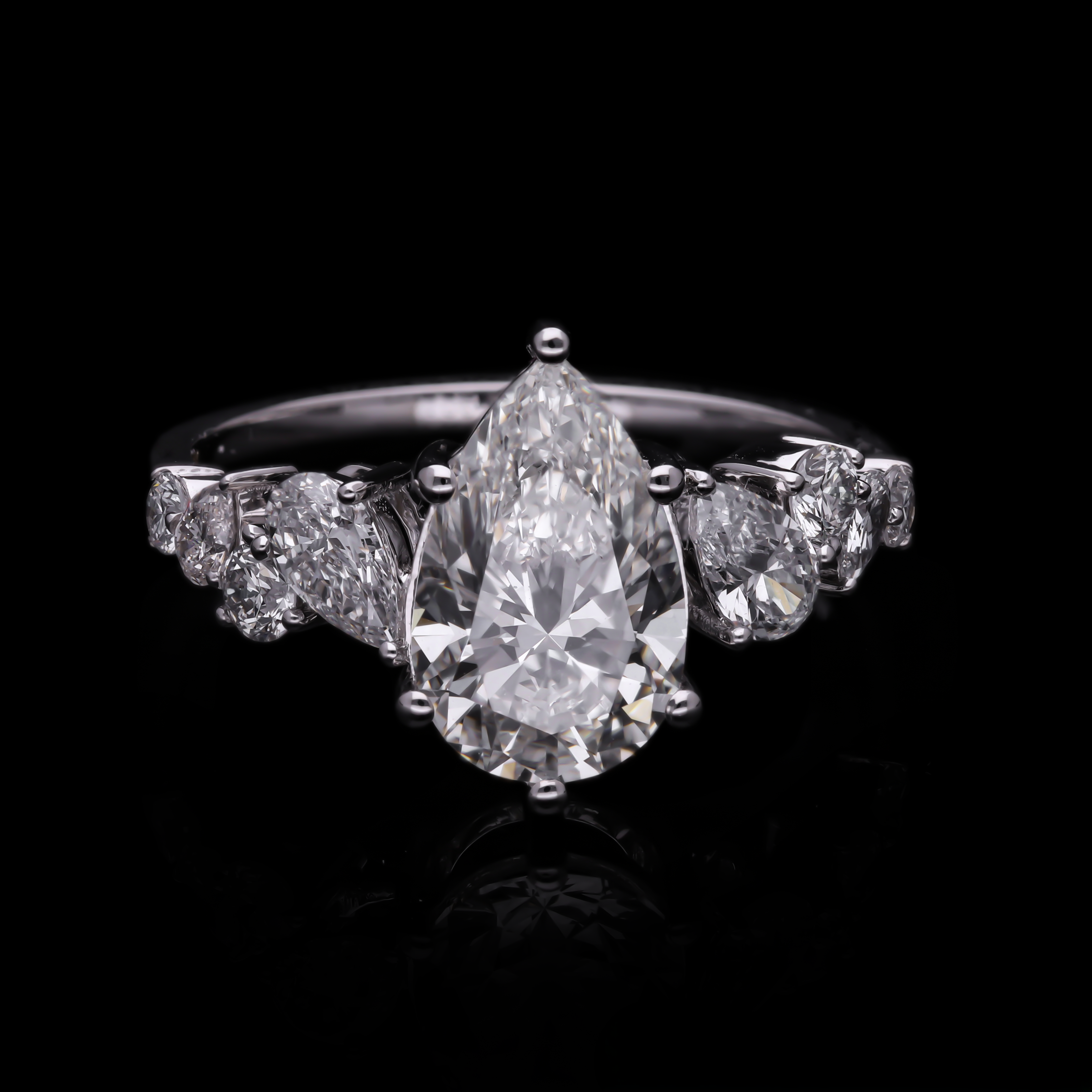Pear Cut Lab-Grown Diamond Multi-Stone Engagement Ring