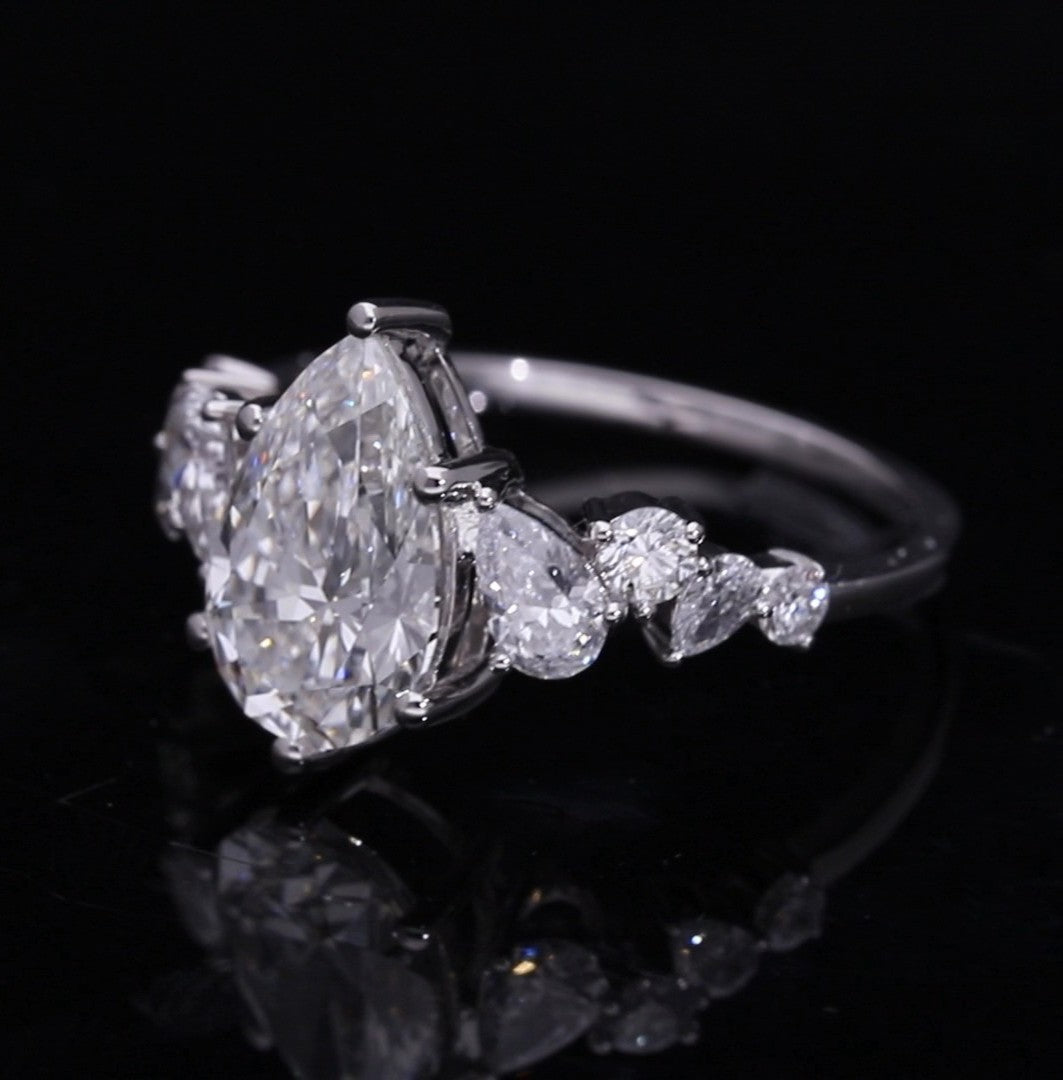 Pear Cut Lab-Grown Diamond Multi-Stone Engagement Ring