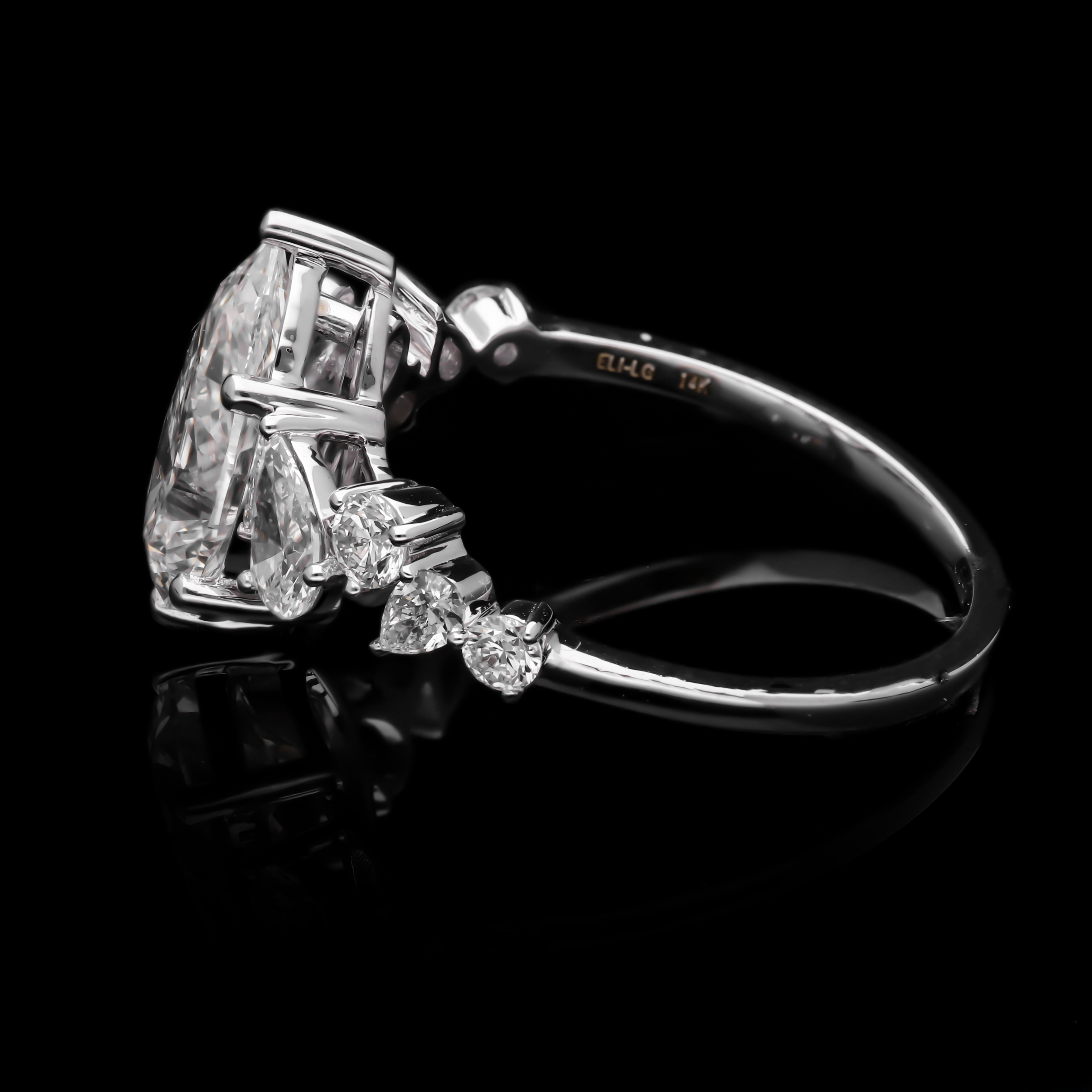 Pear Cut Lab-Grown Diamond Multi-Stone Engagement Ring