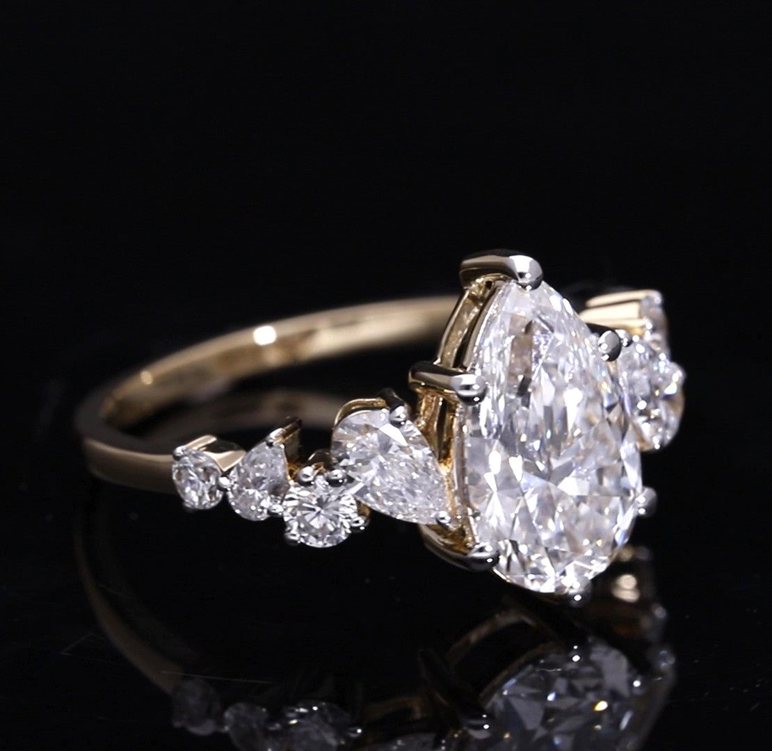 Pear Cut Lab-Grown Diamond Multi-Stone Engagement Ring