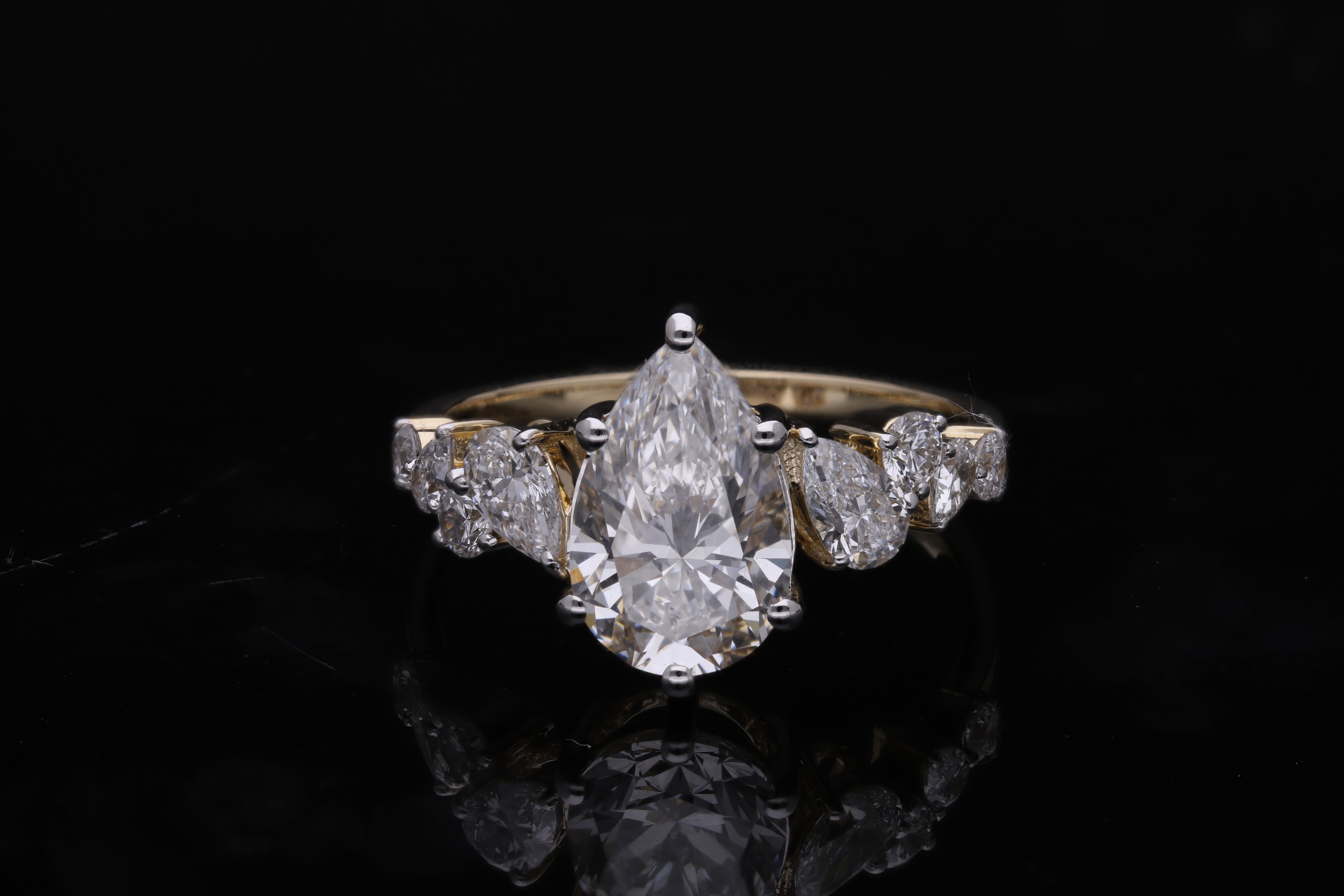 Pear Cut Lab-Grown Diamond Multi-Stone Engagement Ring