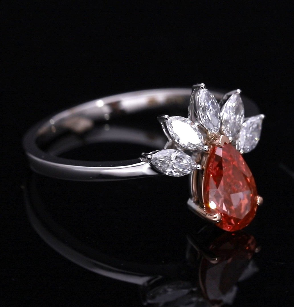 Pink Pear and Marquise Cut Lab-Grown Diamond "Sunbeam" Crown Ring