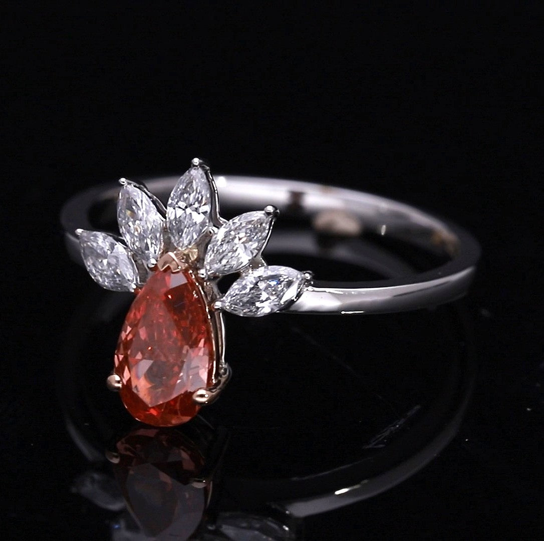 Pink Pear and Marquise Cut Lab-Grown Diamond "Sunbeam" Crown Ring