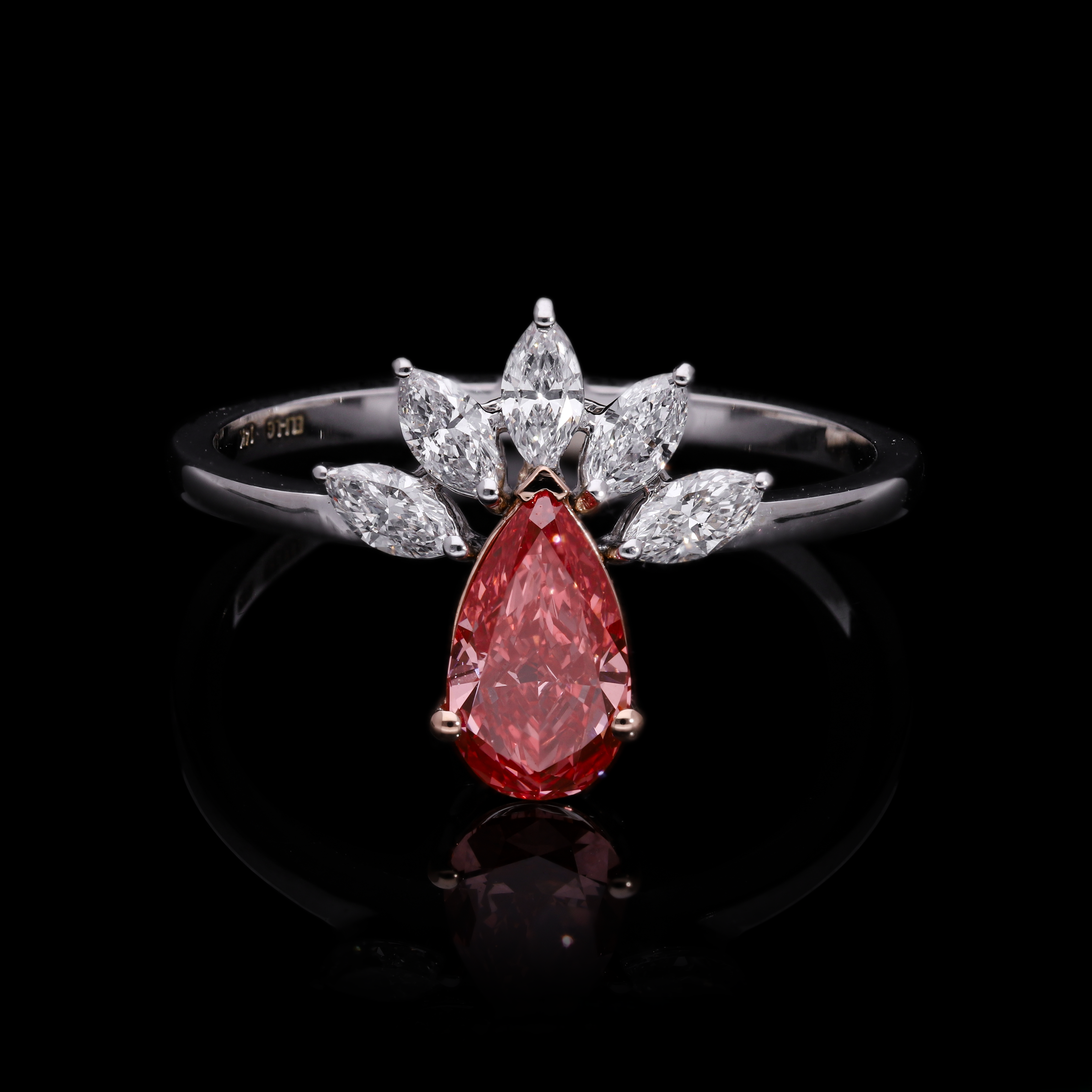 Pink Pear and Marquise Cut Lab-Grown Diamond "Sunbeam" Crown Ring